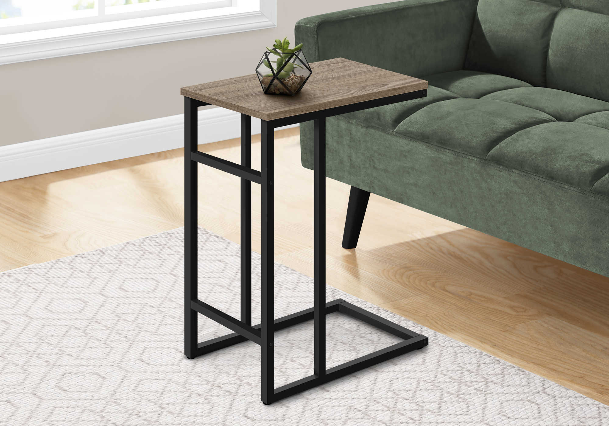 ACCENT TABLE - 24H  DARK TAUPE  BLACK METAL