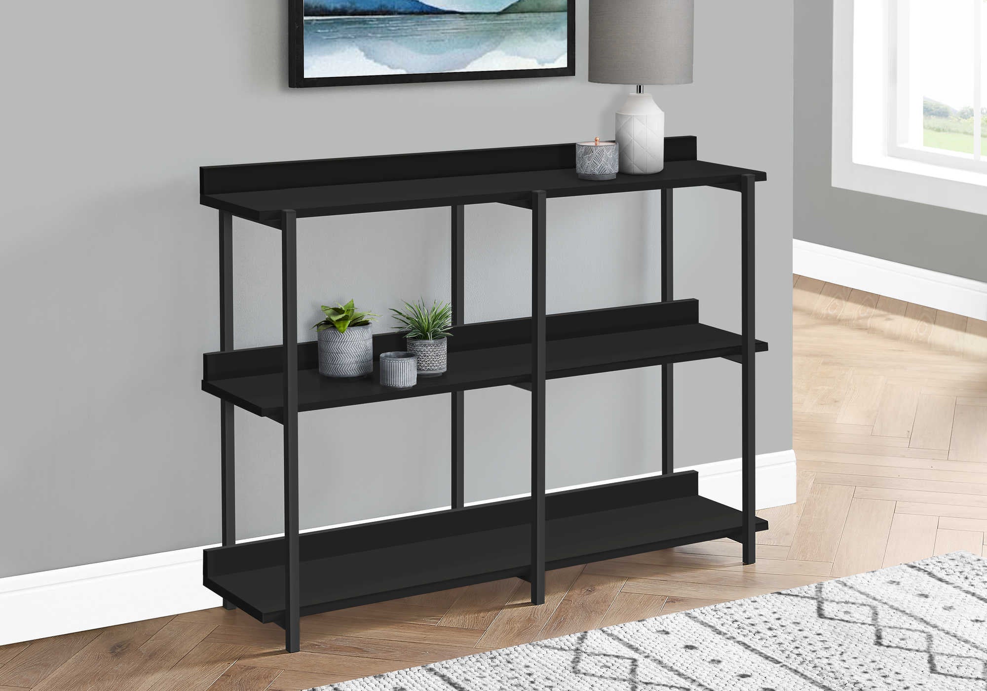 ACCENT TABLE - 48L  BLACK  BLACK METAL HALL CONSOLE