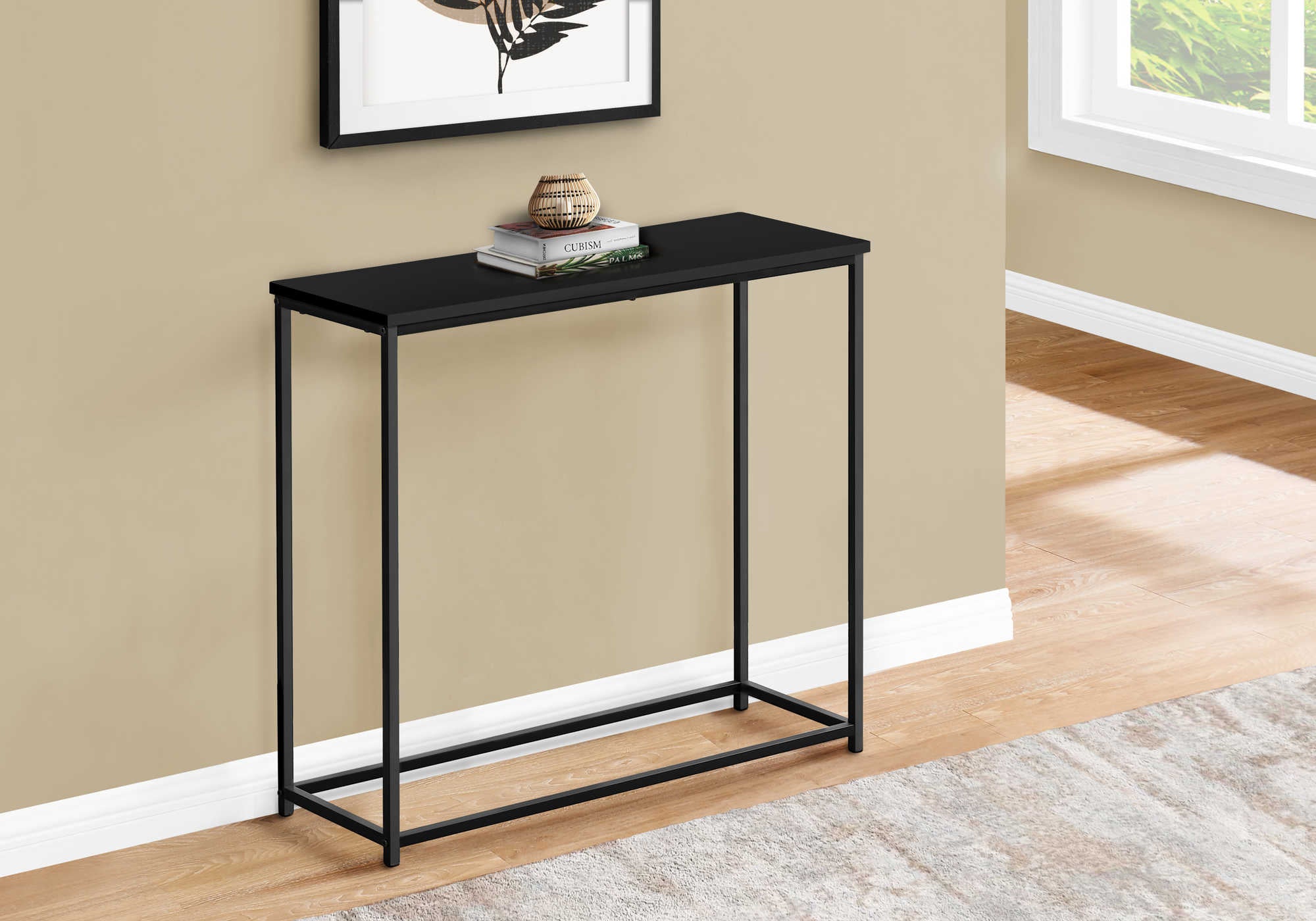 ACCENT TABLE - 32L  BLACK  BLACK METAL HALL CONSOLE