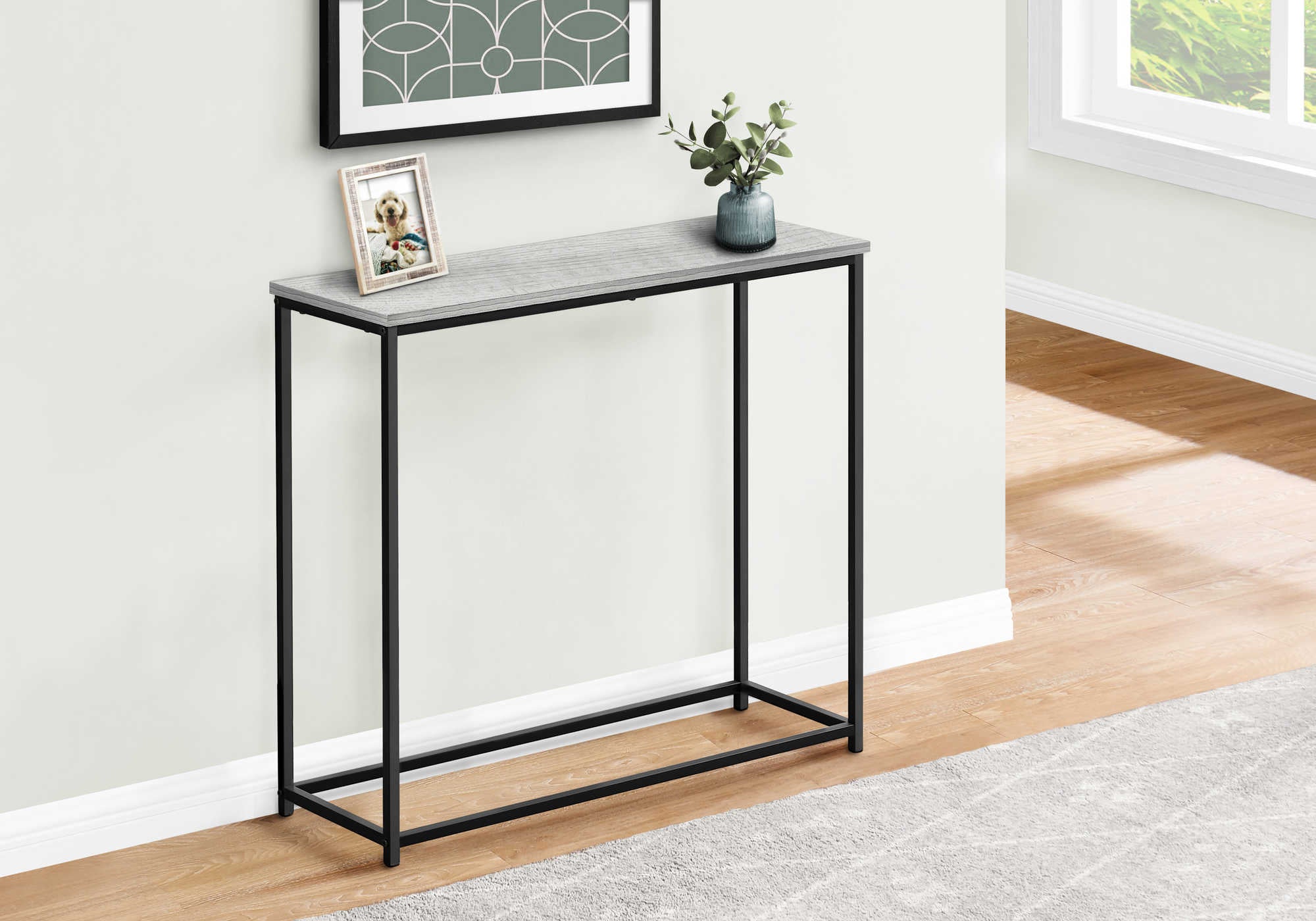 ACCENT TABLE - 32L  GREY  BLACK METAL HALL CONSOLE