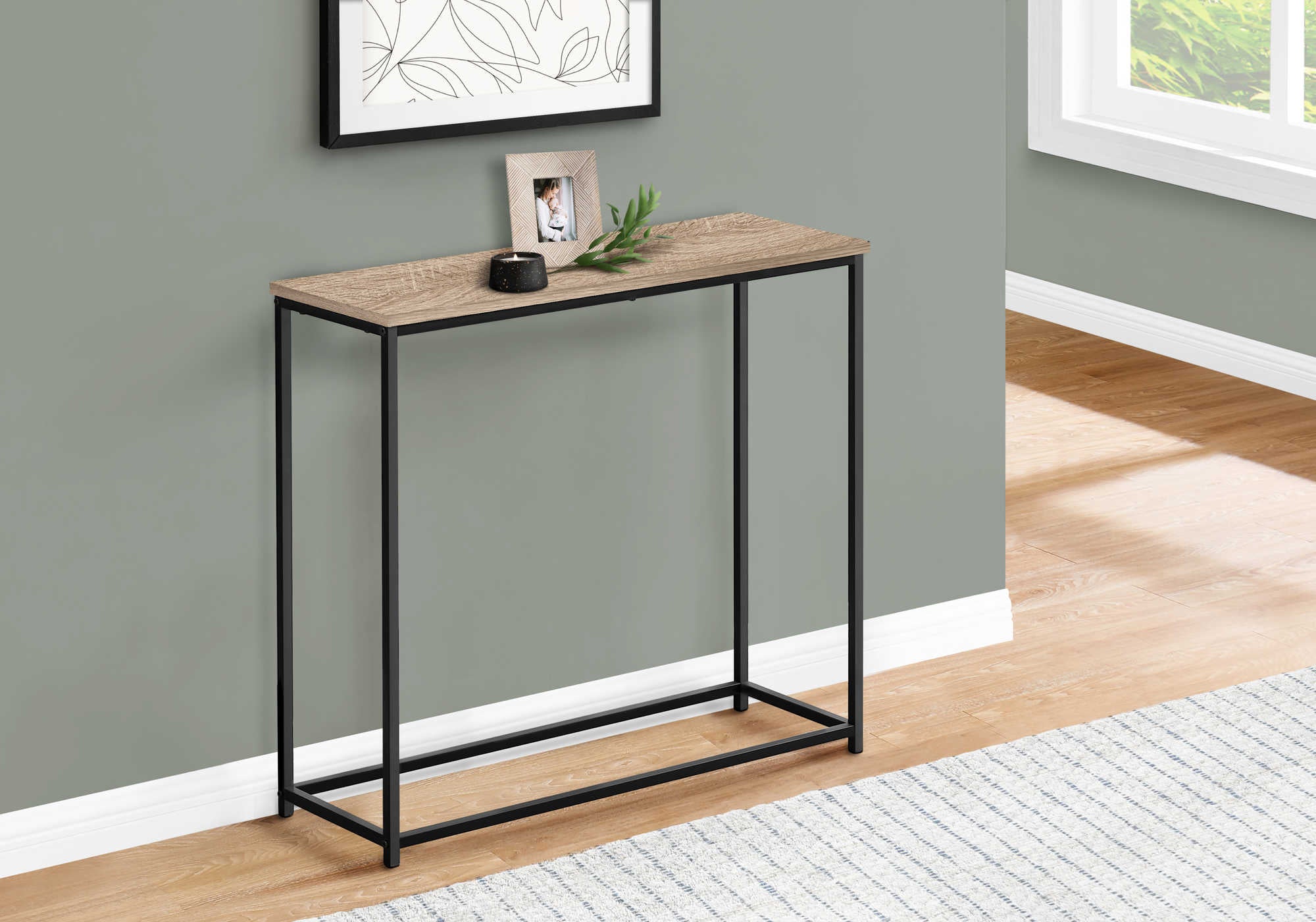 ACCENT TABLE - 32L  DARK TAUPE  BLACK METAL CONSOLE