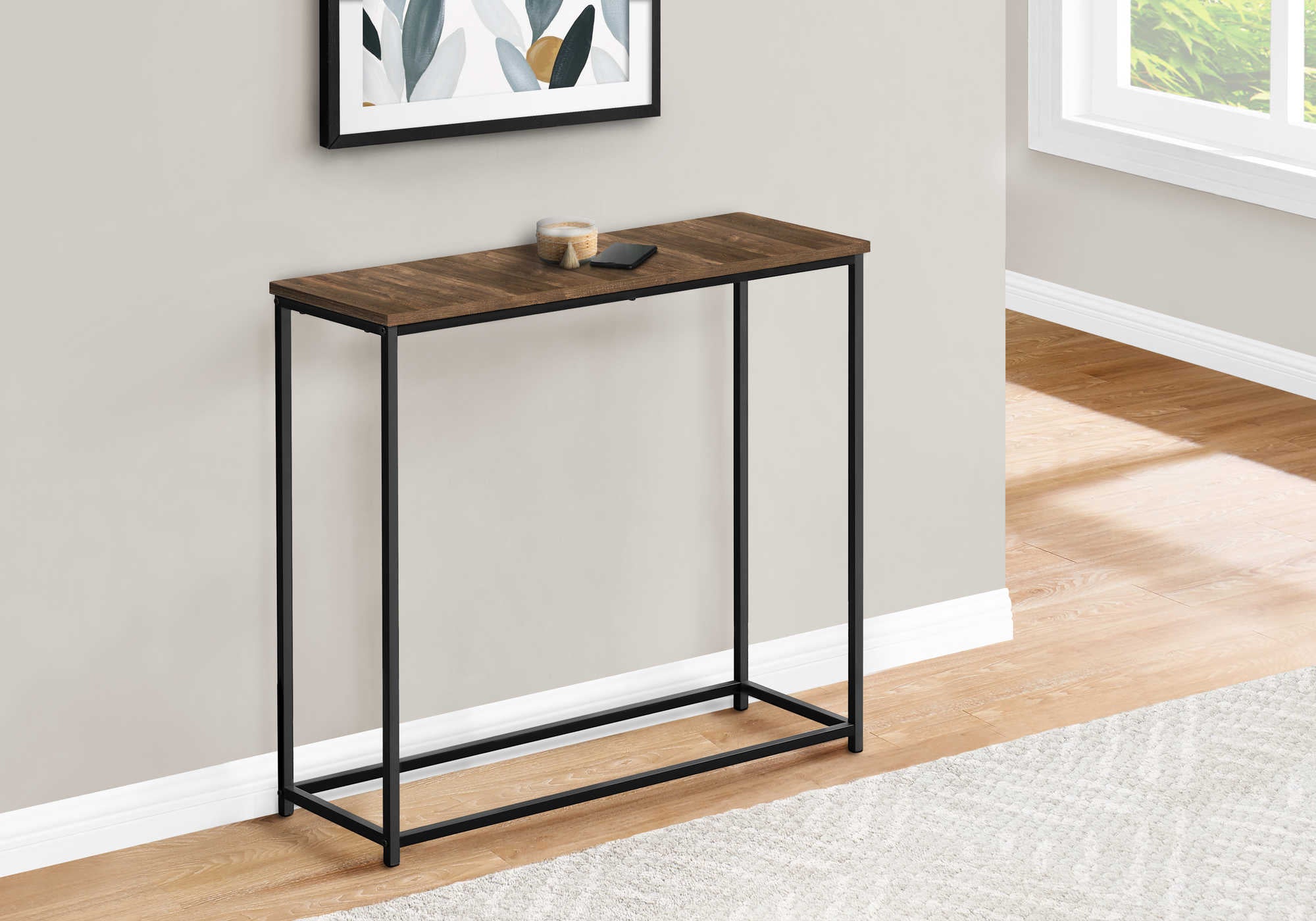 ACCENT TABLE - 32L  BROWN RECLAIMED  BLACK CONSOLE