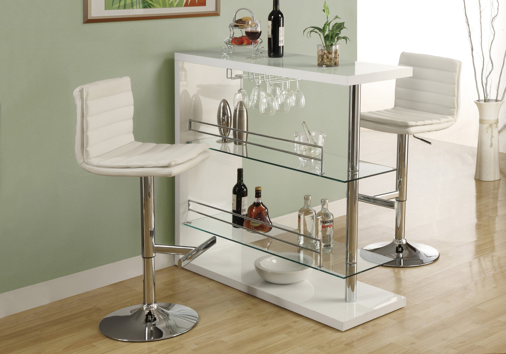 Image of barstool - 2pcs white chrome metal hydraulic lift  i 2355.