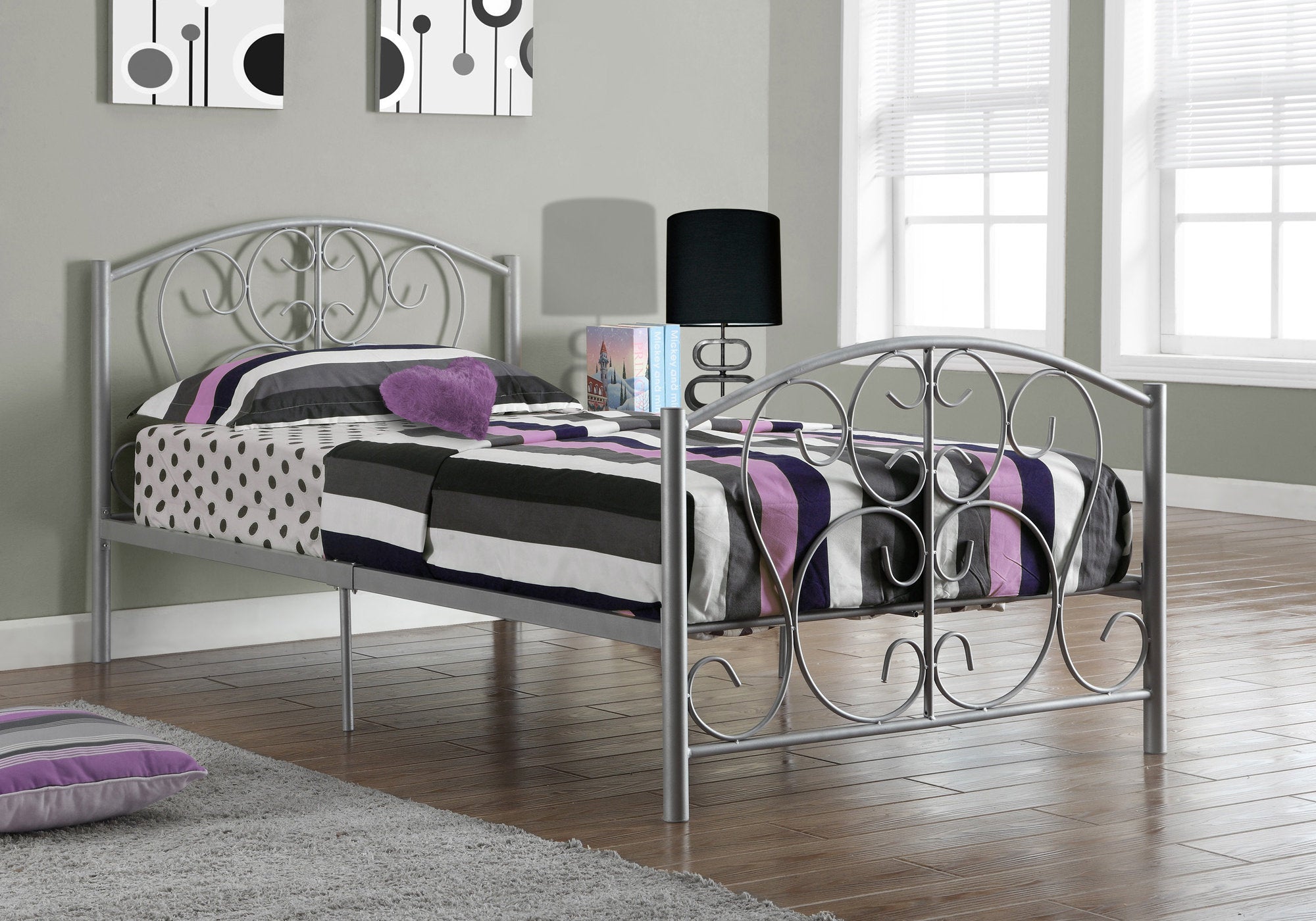 bed twin size silver metal frame only i2390s