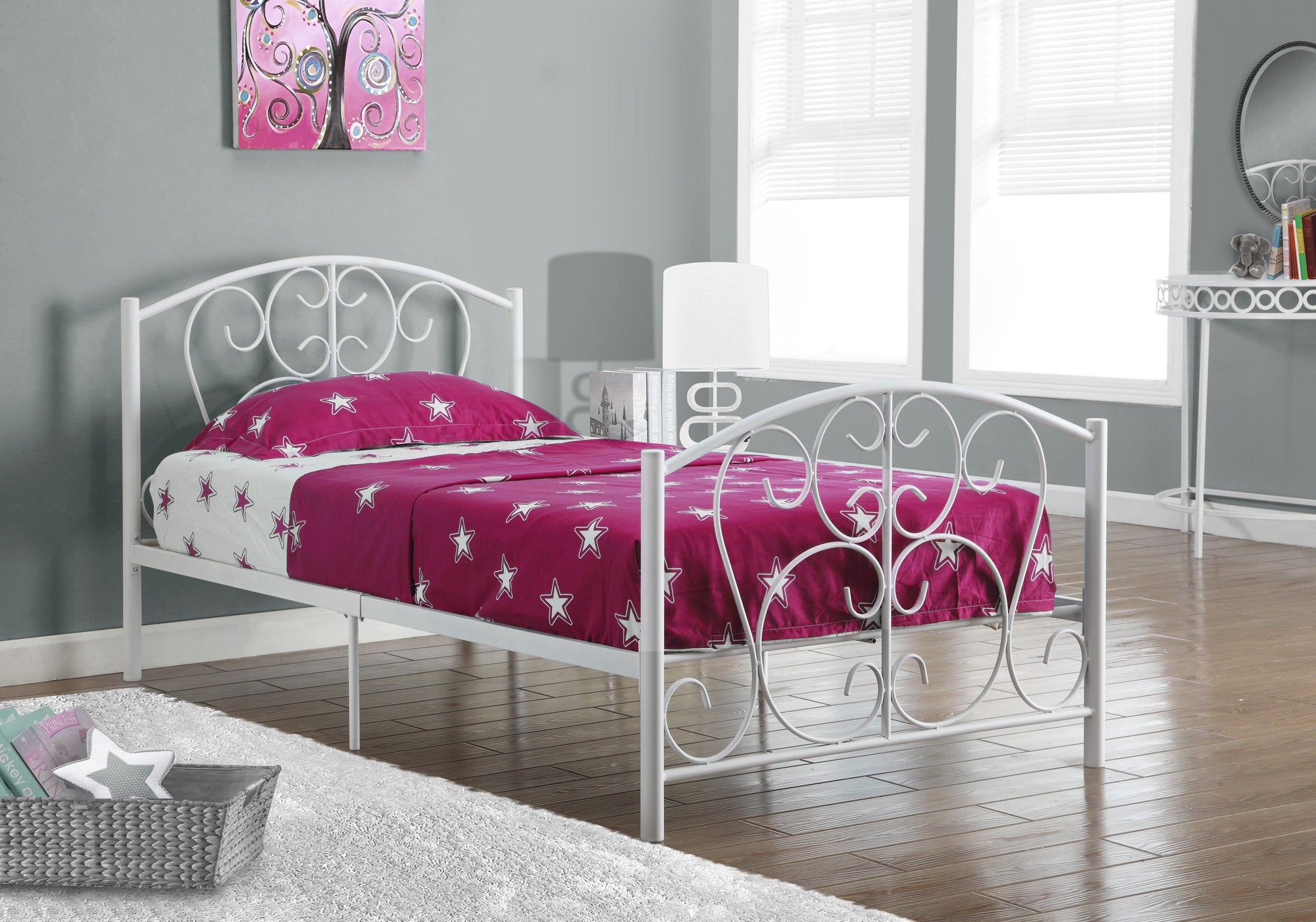 bed twin size white metal frame only i2390w