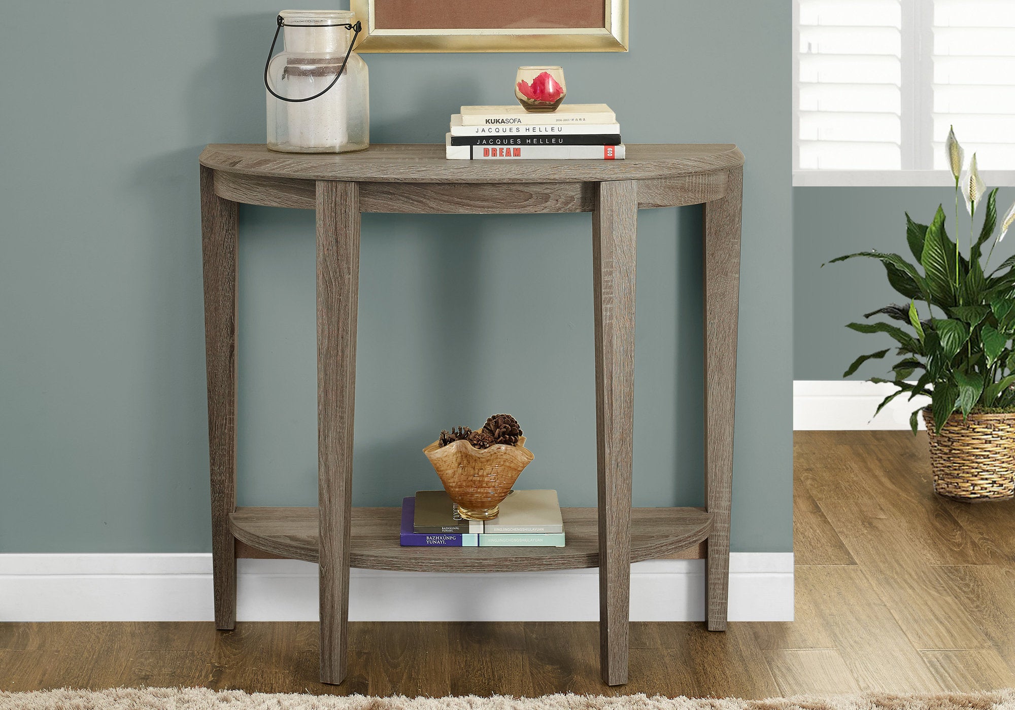 accent table 36l dark taupe hall console i2452