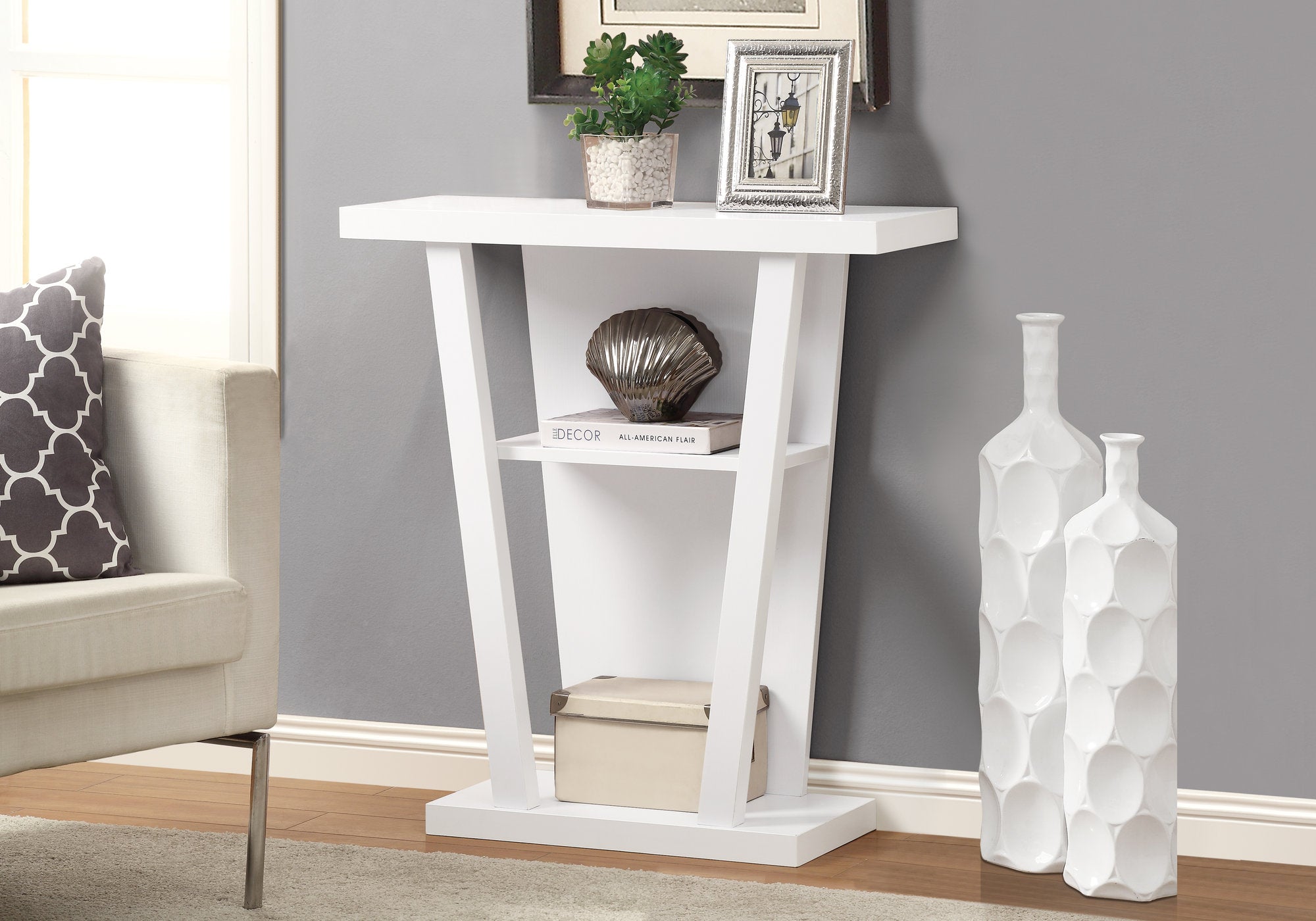 accent table 32l white hall console  i2560