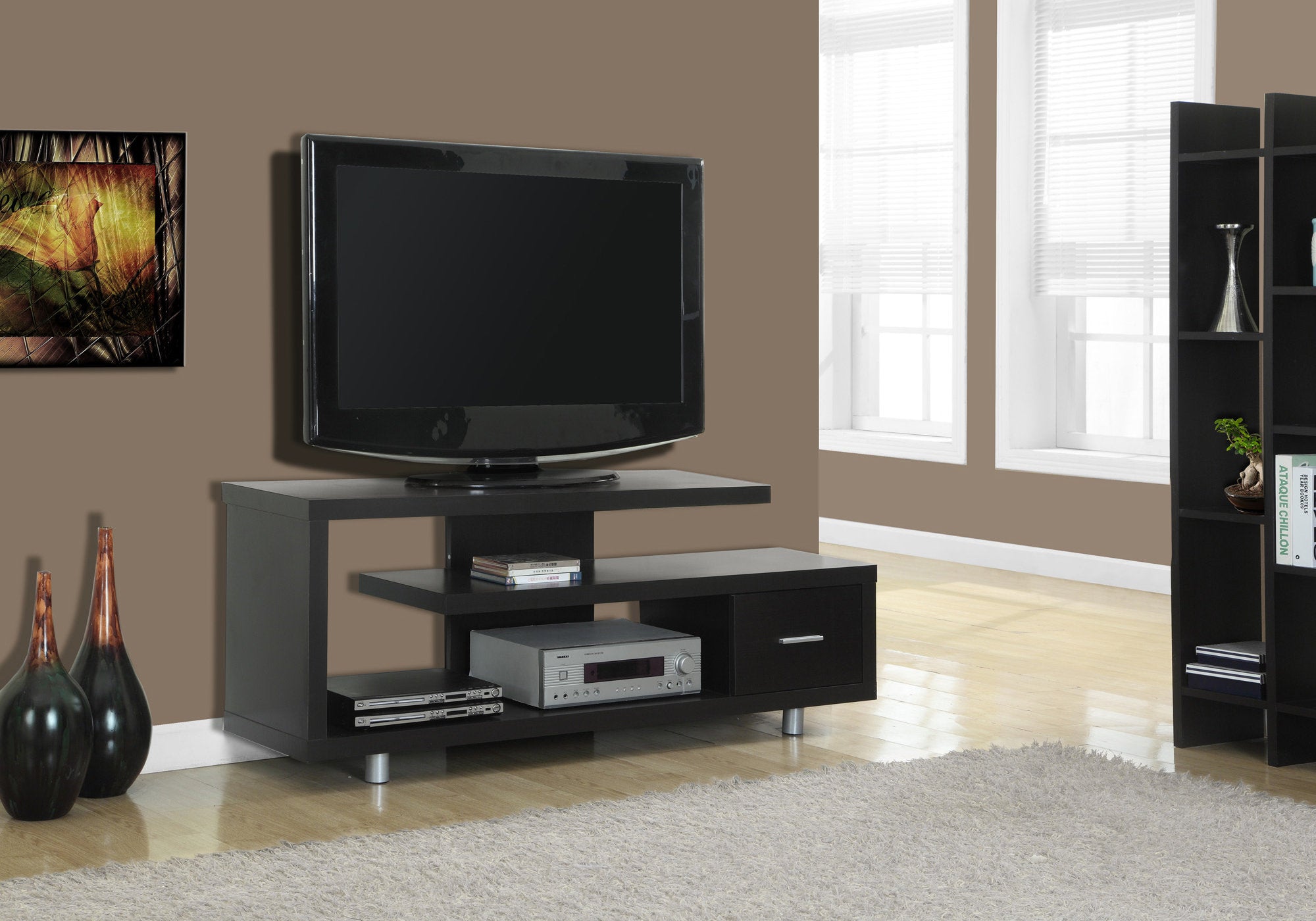 tv stand 60l espresso with 1 drawer i2572