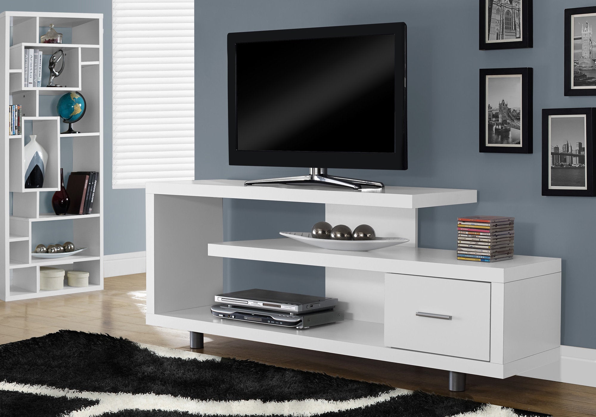 tv stand 60l white with 1 drawer i2573