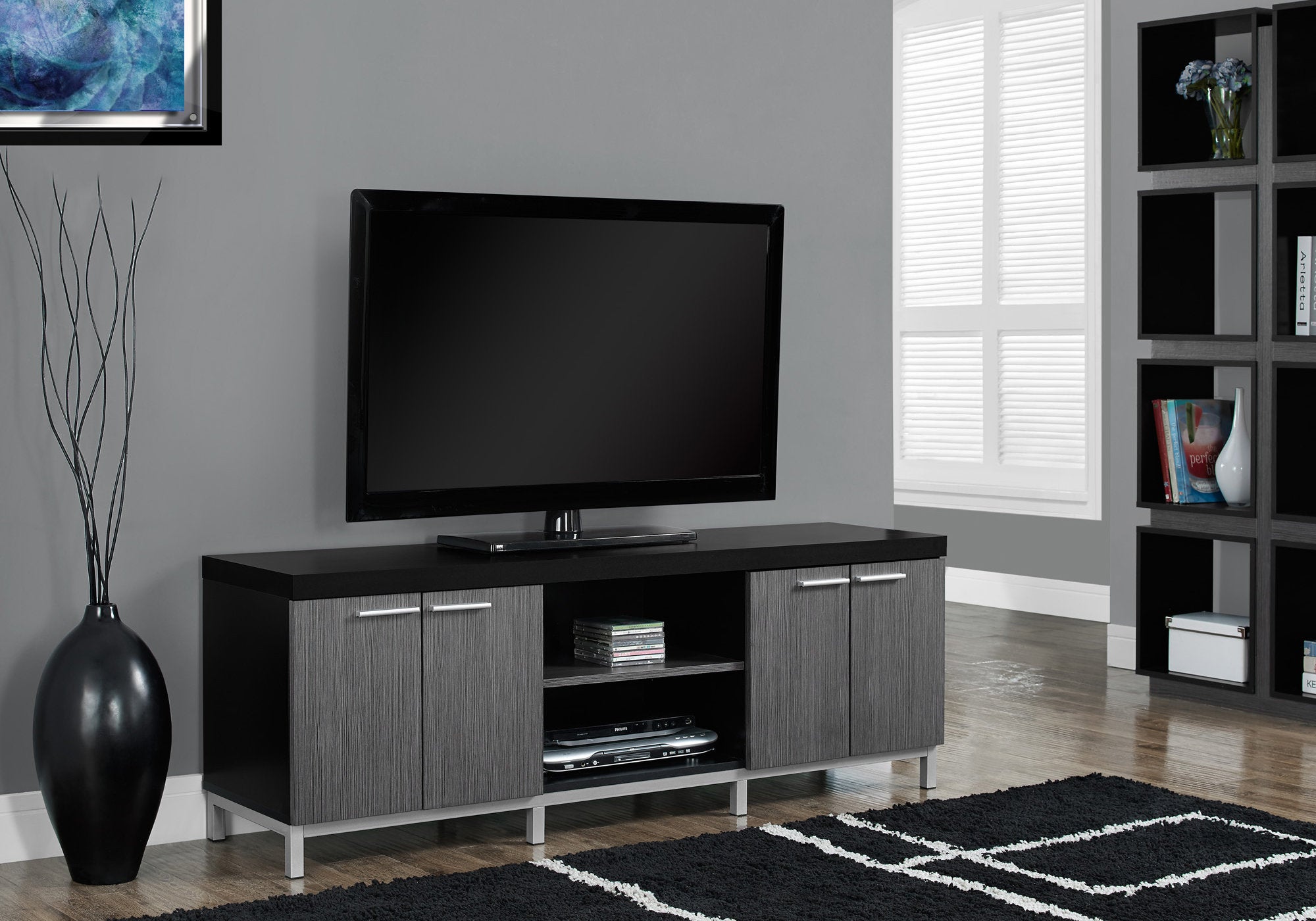 tv stand 60l black grey  i2590