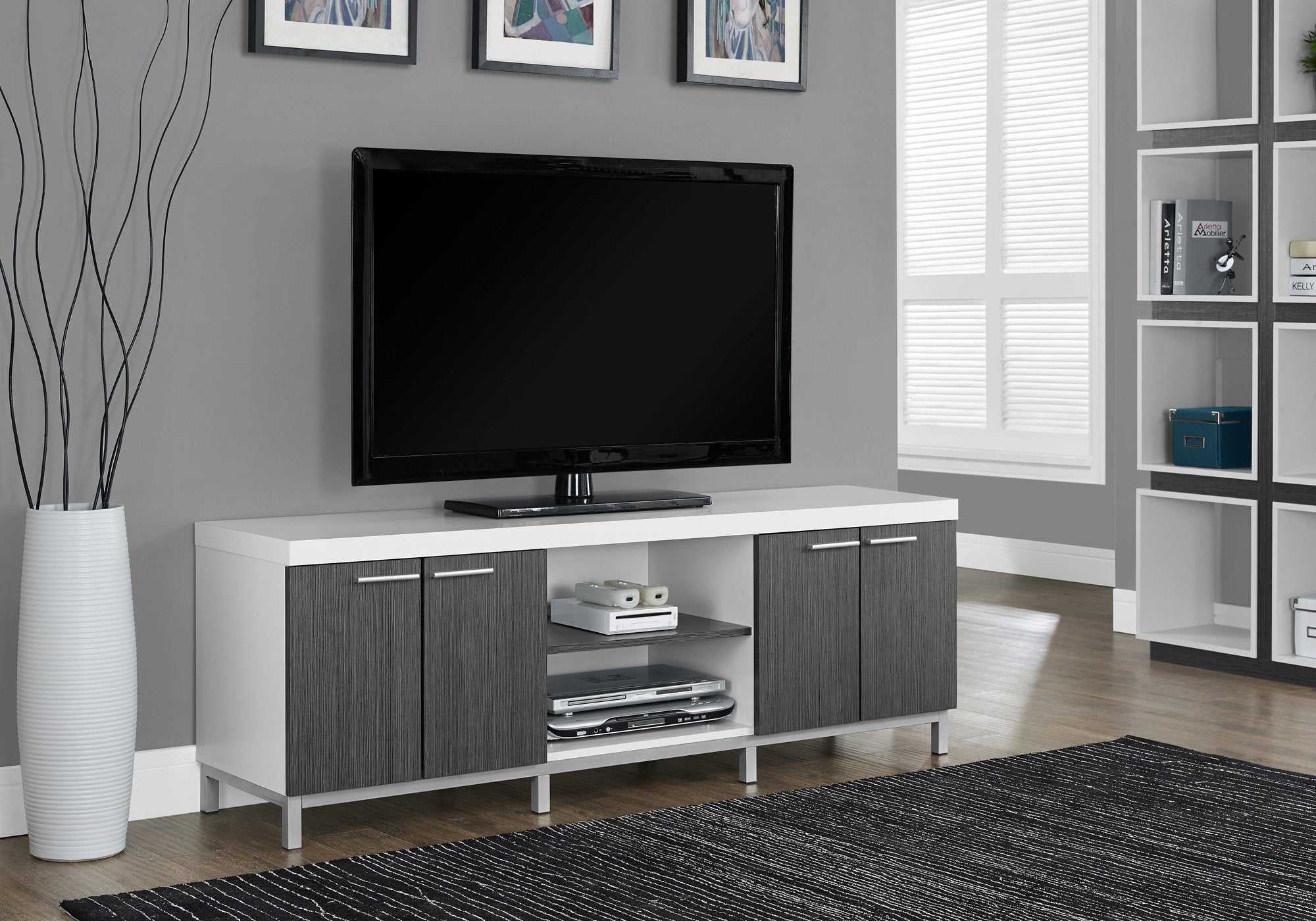 tv stand 60l white grey  i2591