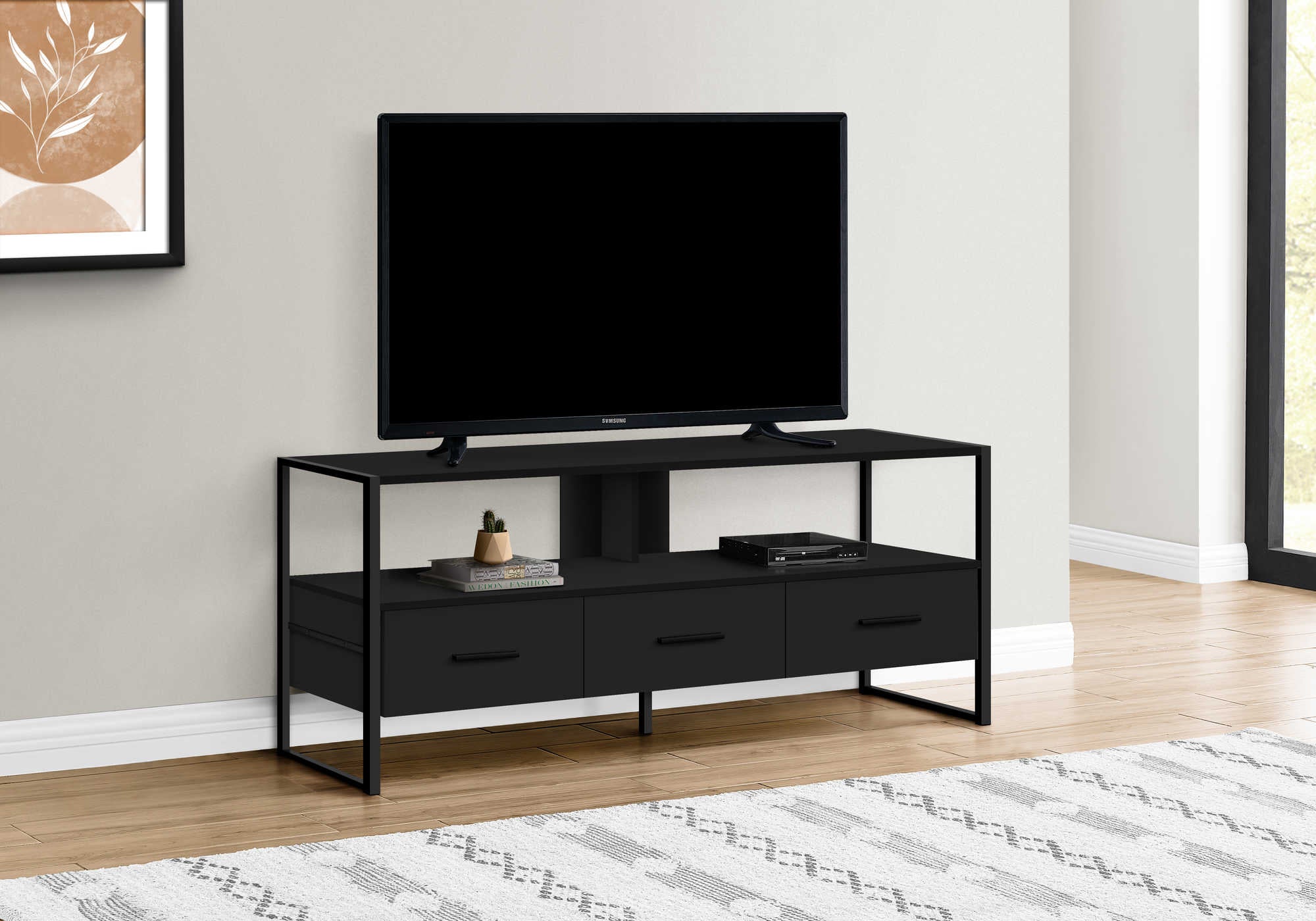 TV STAND - 48L  BLACK  BLACK METAL