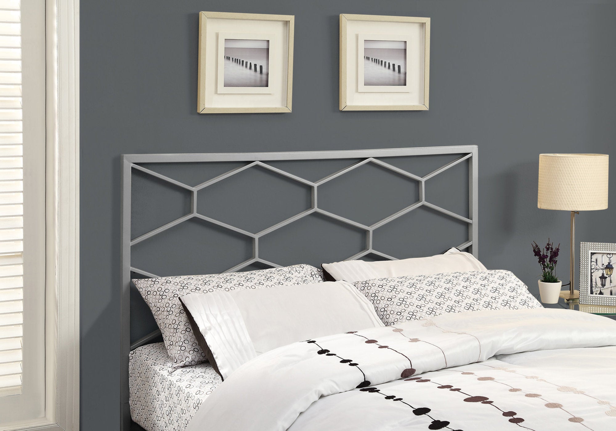 bed queen or full size silver headboard or footboard i2626q