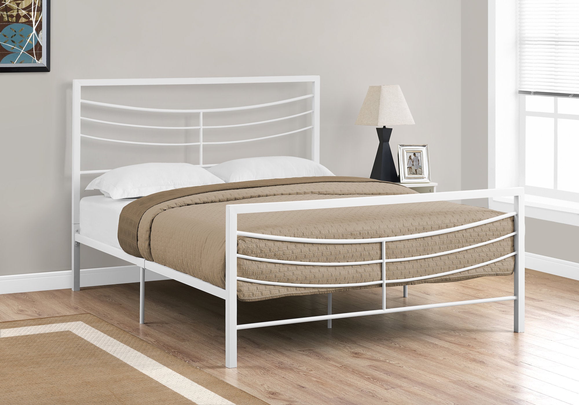 bed queen size white metal frame only i2640q