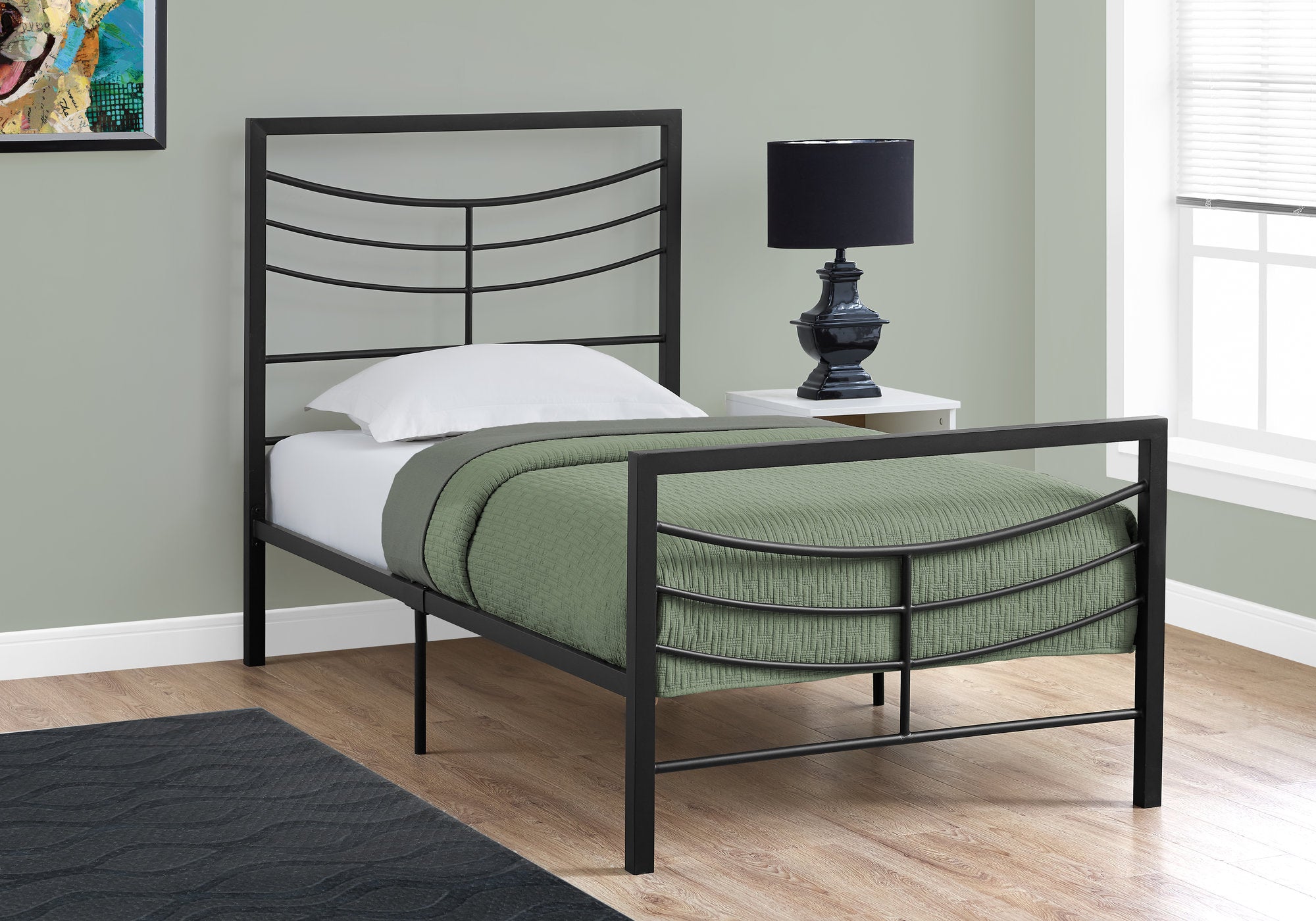 bed twin size black metal frame only i2641t