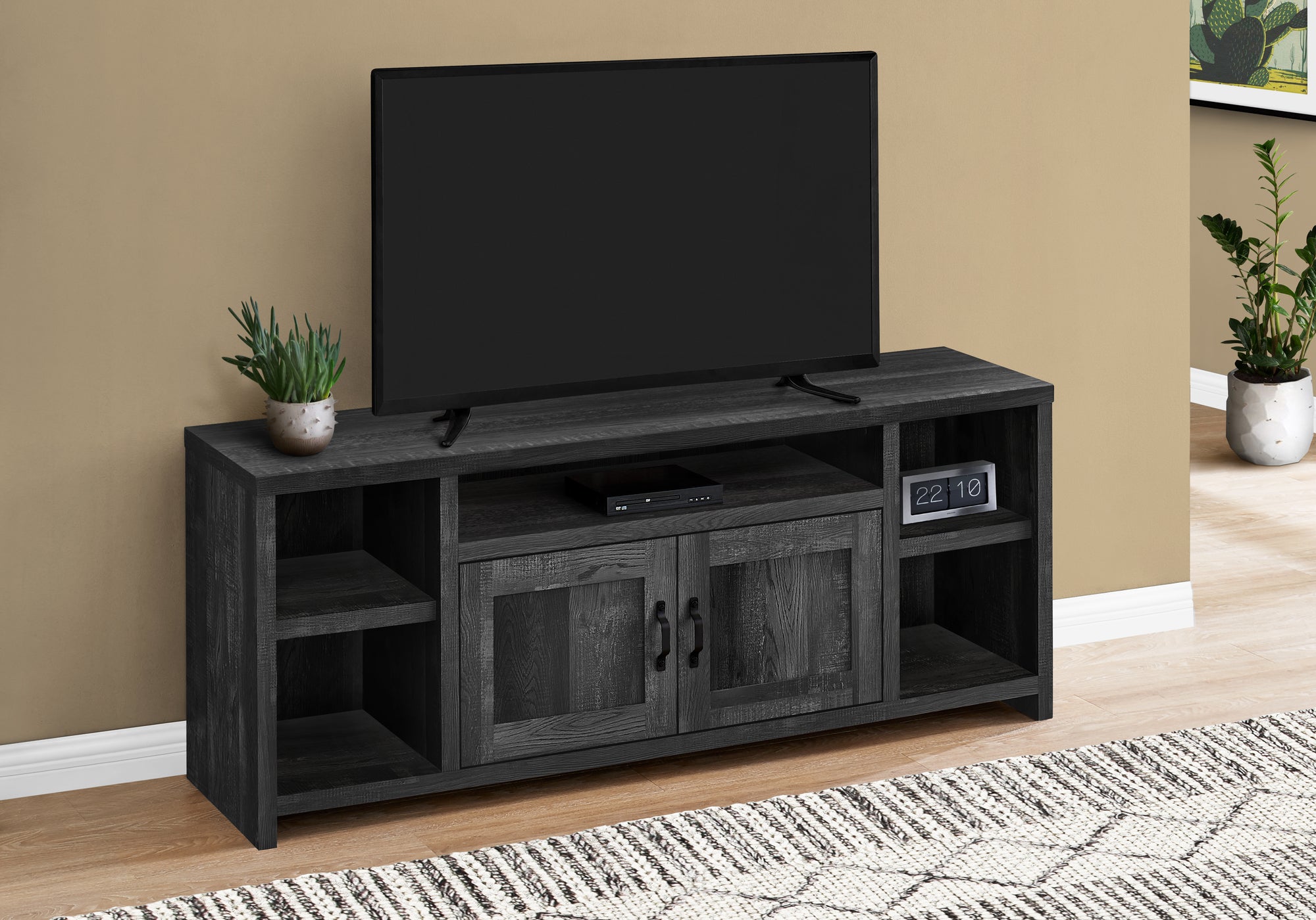 tv stand 60l black reclaimed wood look i2743