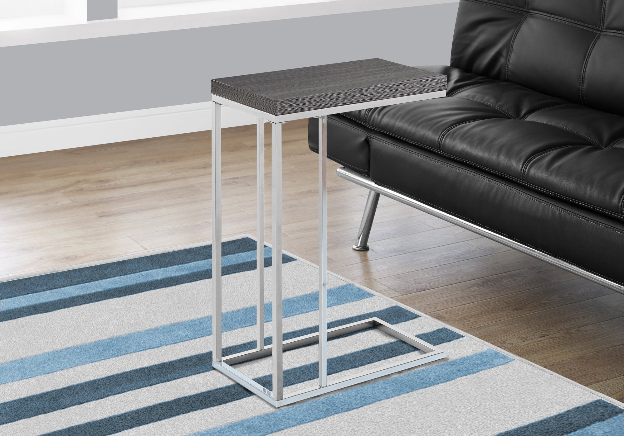 Image of accent table - grey with chrome metal  i 3228.