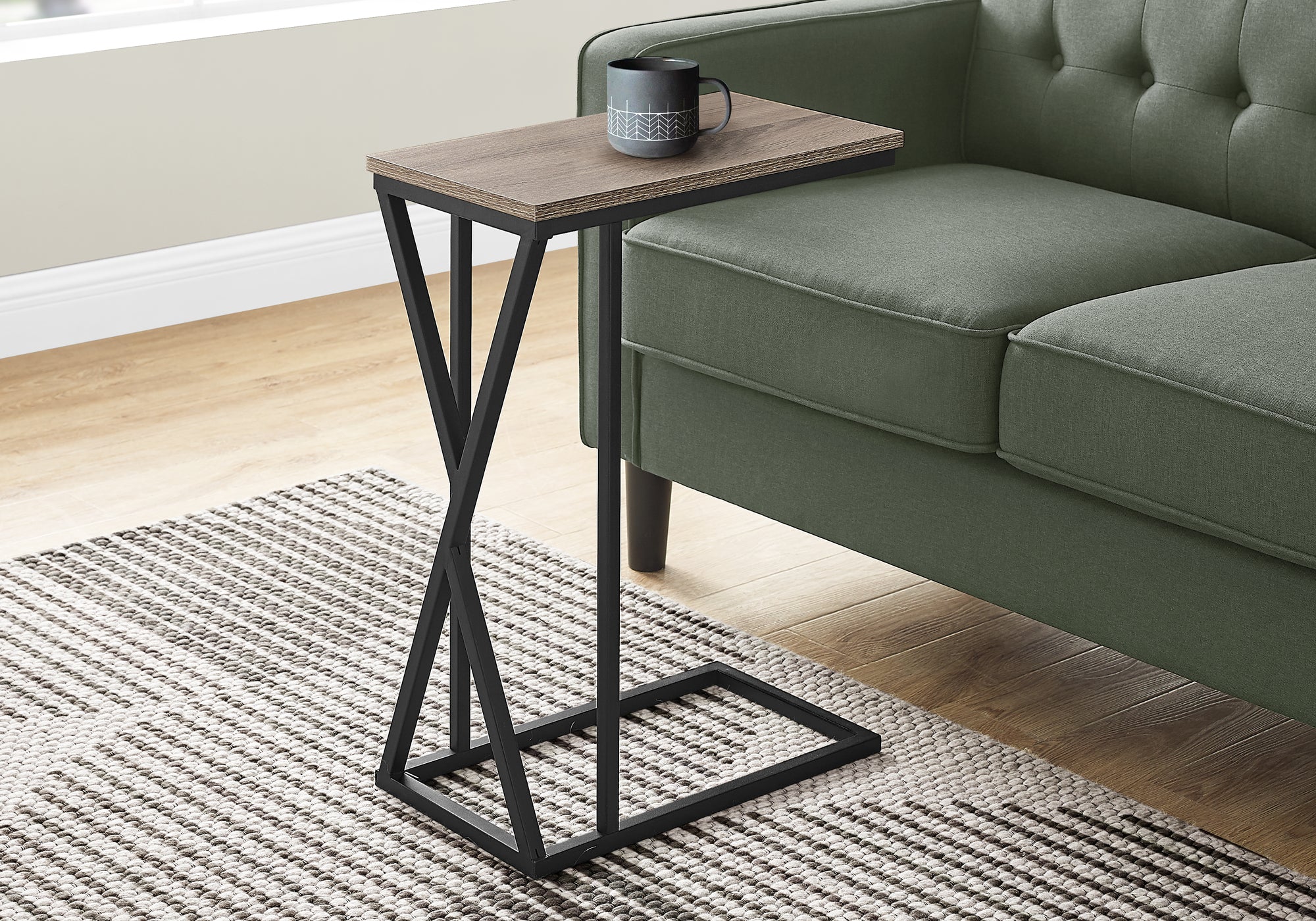 accent table 25h dark taupe black metal i3249