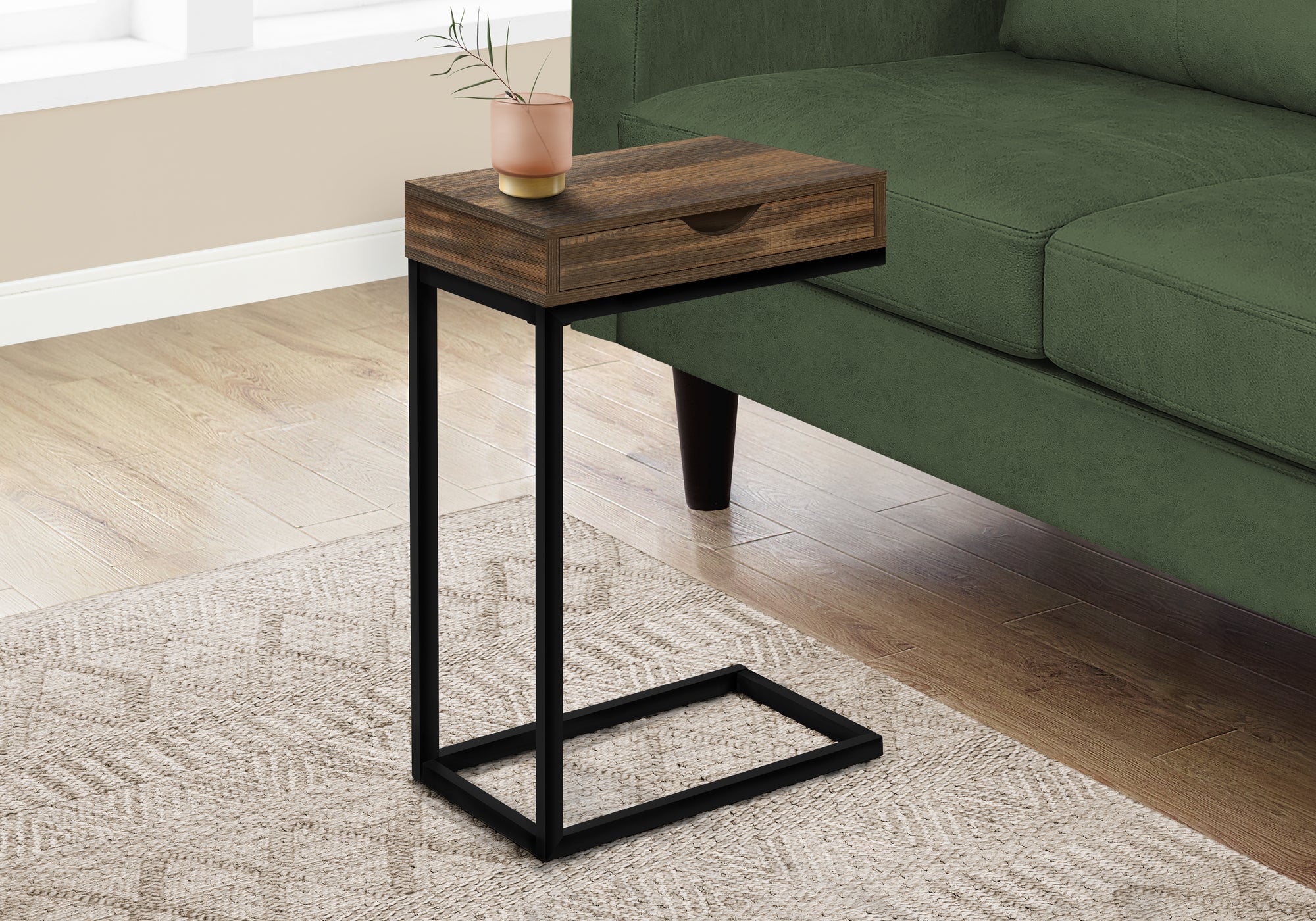 Image of accent table - brown reclaimed-look black metal  i 3602.