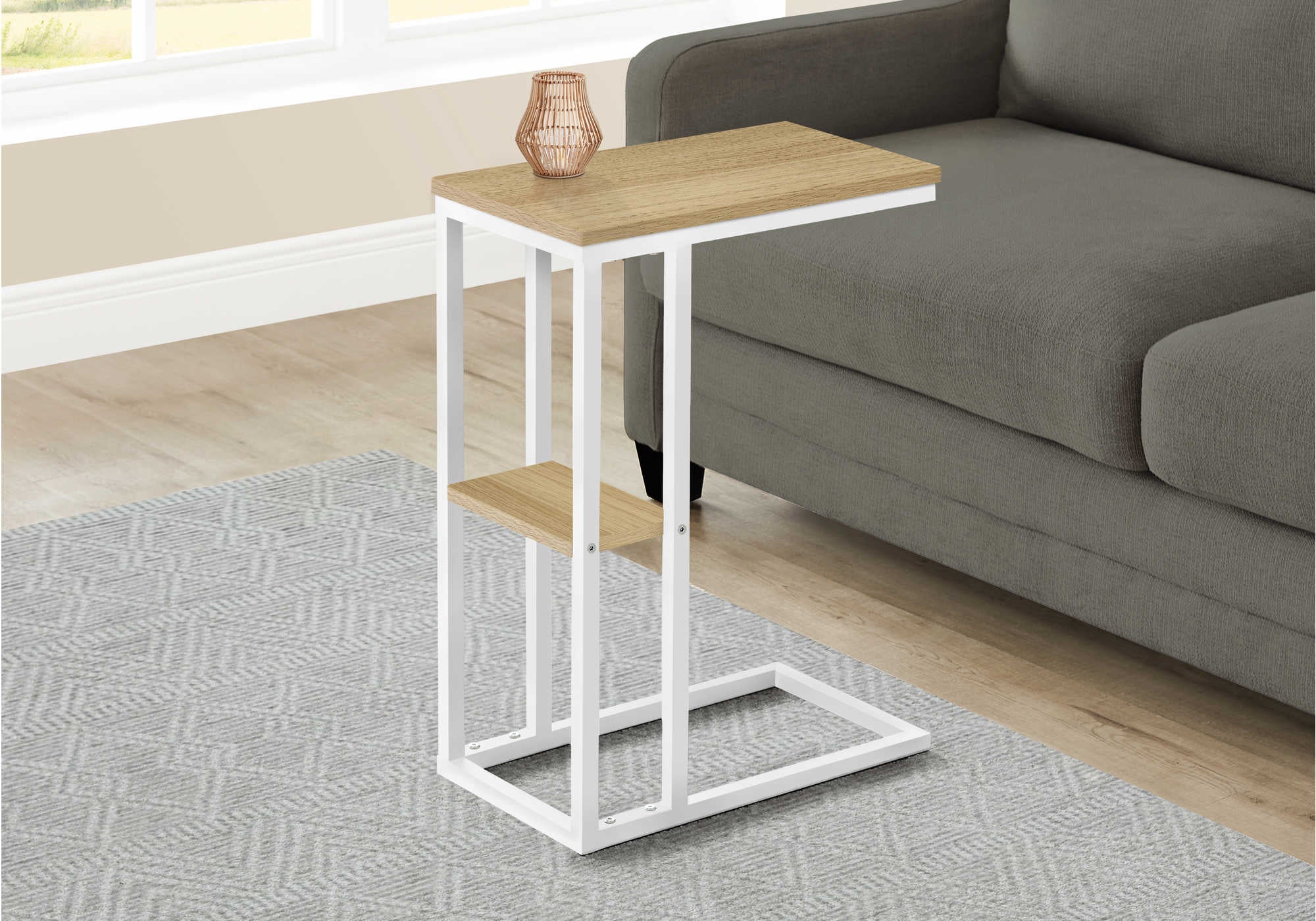 ACCENT TABLE - 25H  NATURAL  WHITE METAL