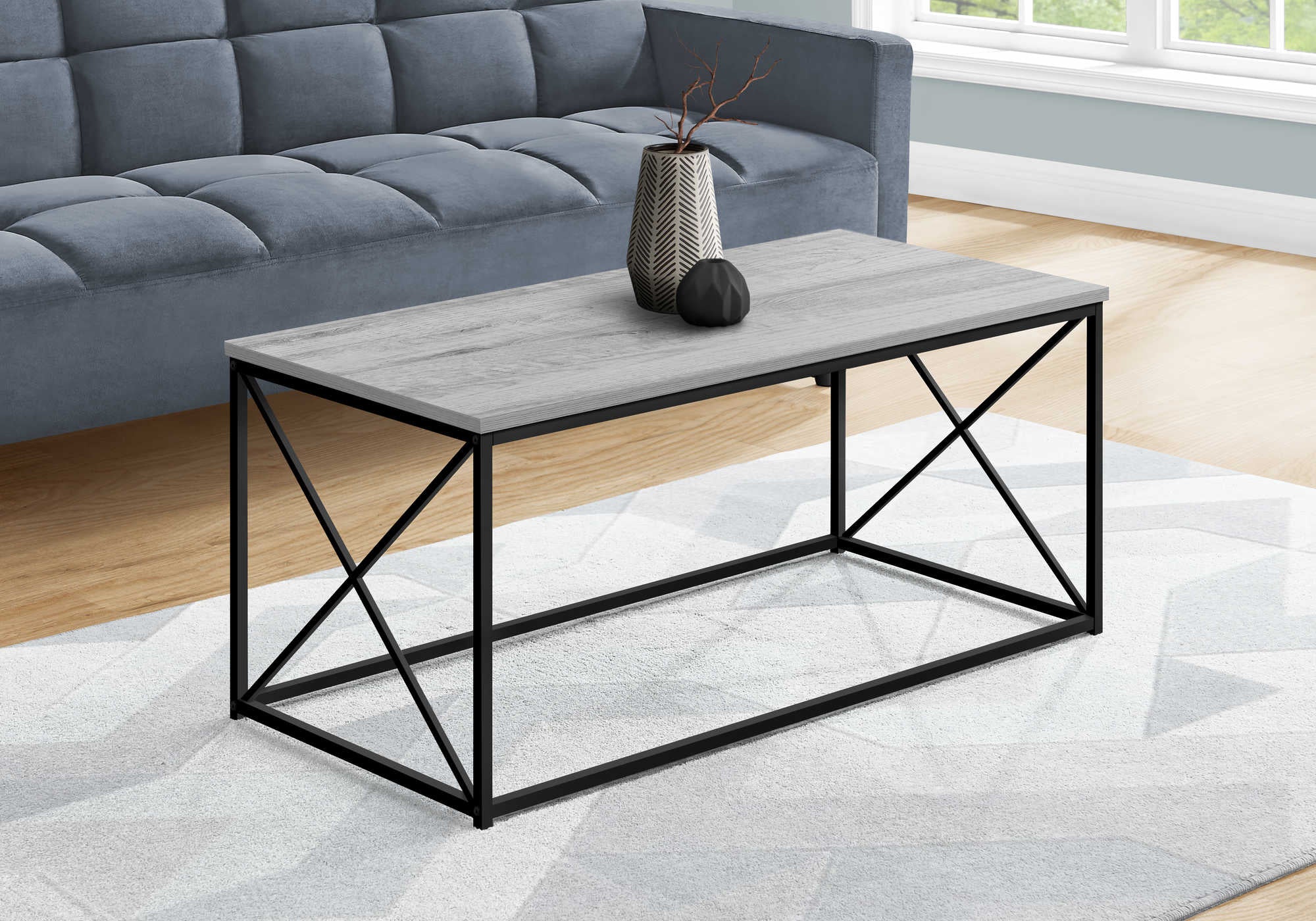 COFFEE TABLE - 40L  GREY  BLACK METAL