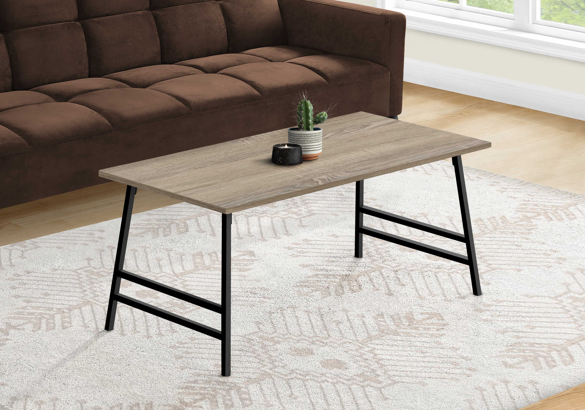 COFFEE TABLE - 40L  DARK TAUPE  BLACK METAL