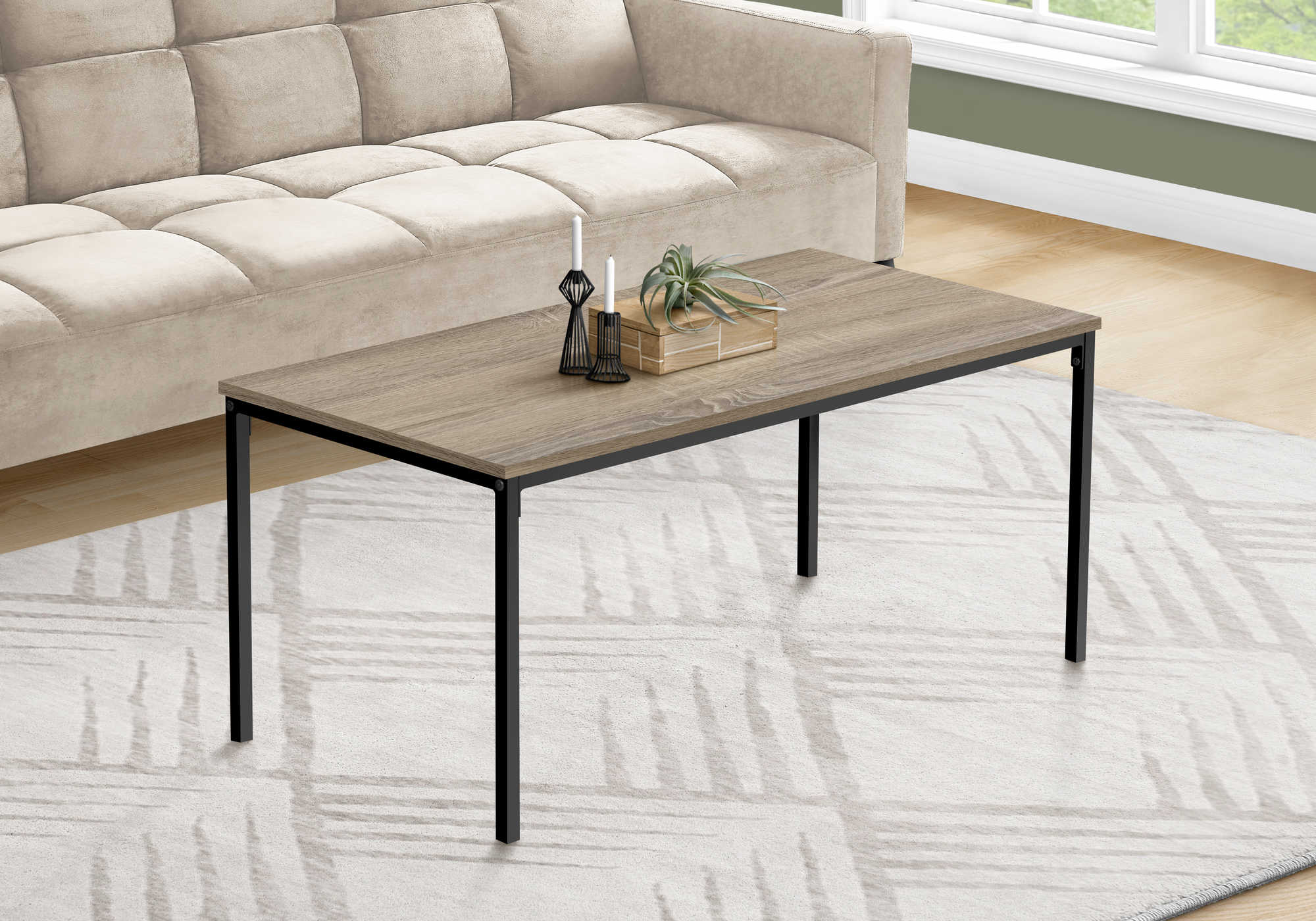 COFFEE TABLE - 40L  DARK TAUPE  BLACK METAL