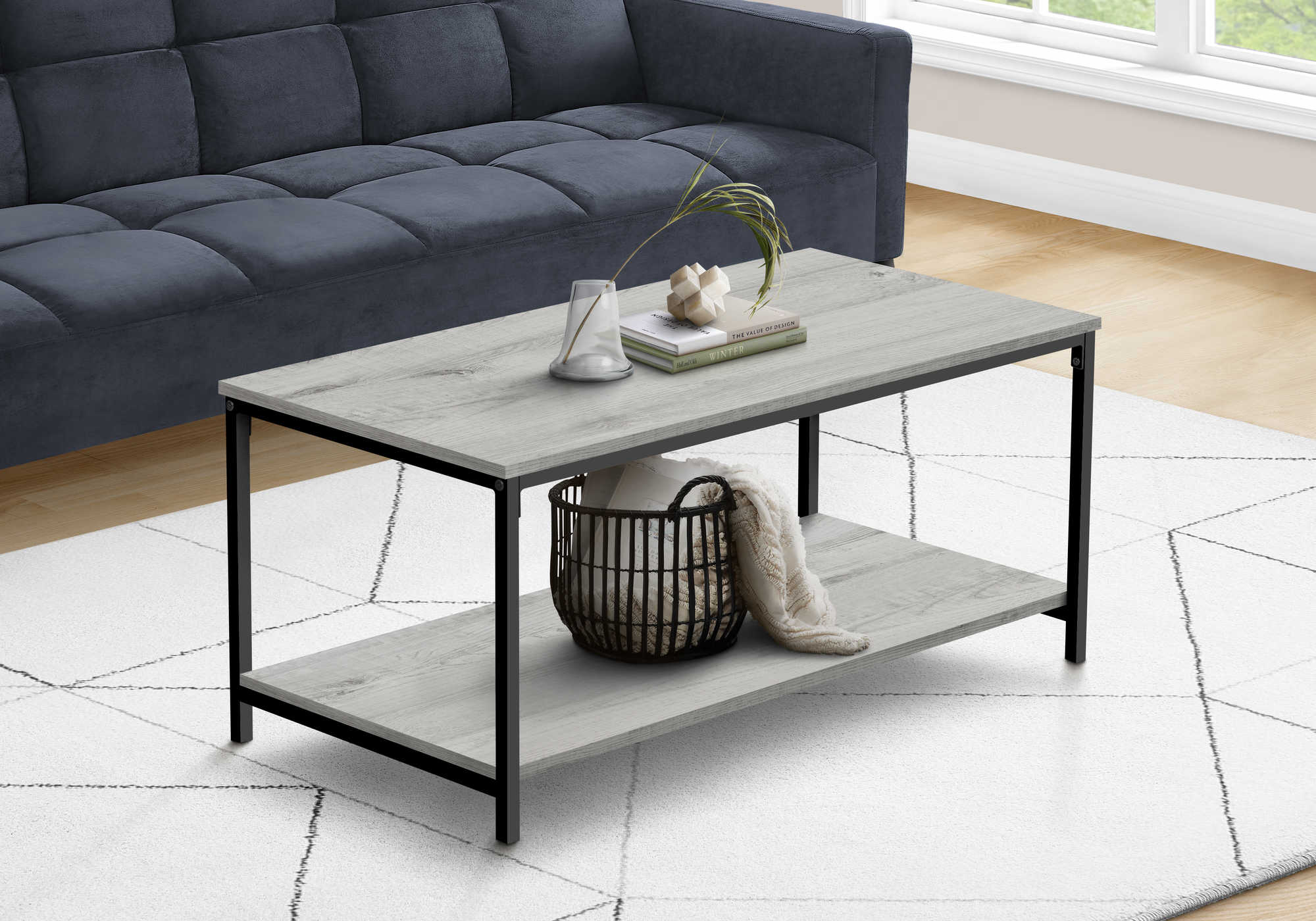 COFFEE TABLE - 40L  GREY  BLACK METAL