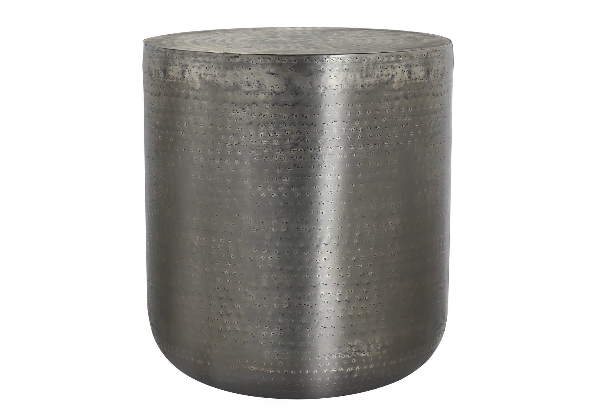 ACCENT TABLE - 22H  SILVER GREY IRON METAL END TABLE