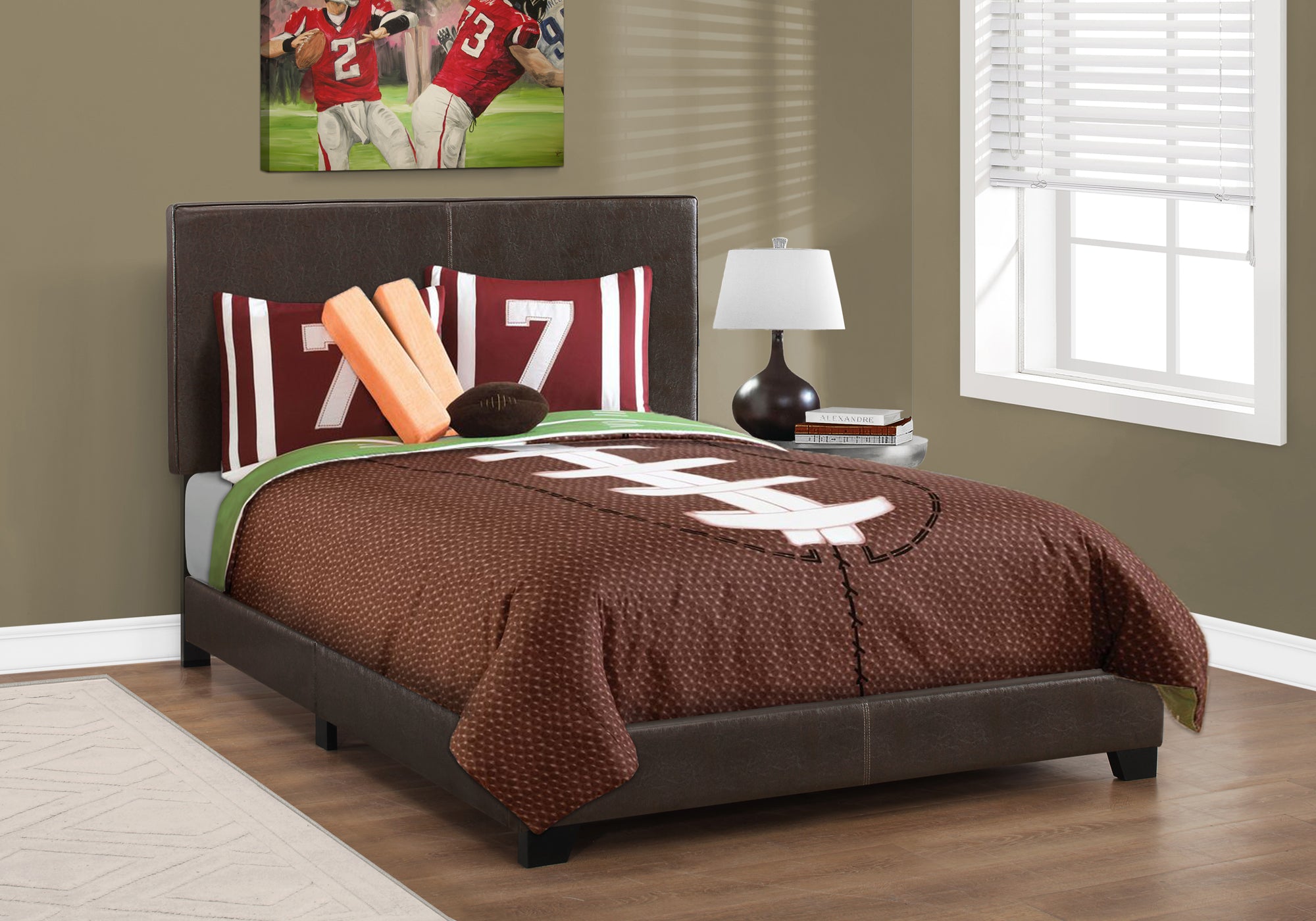 bed full size dark brown leather look i5910f