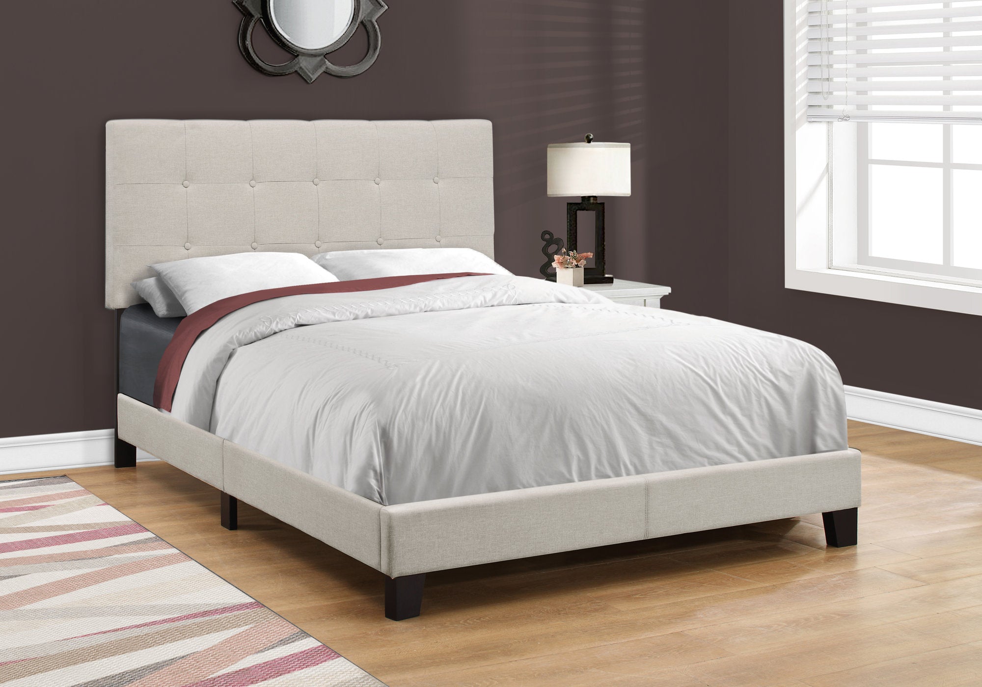 bed full size beige linen i5921f