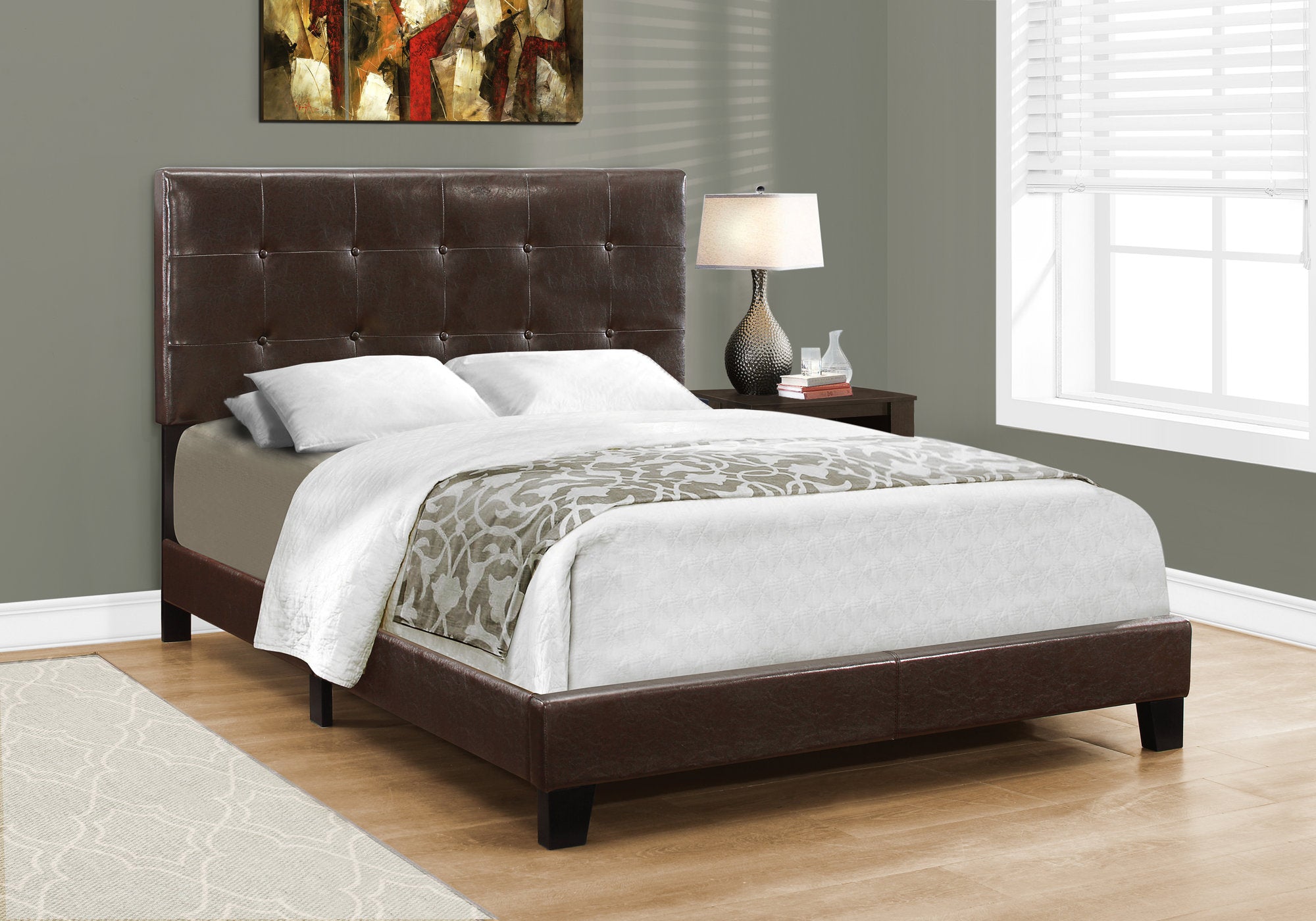 bed full size dark brown leather look i5922f