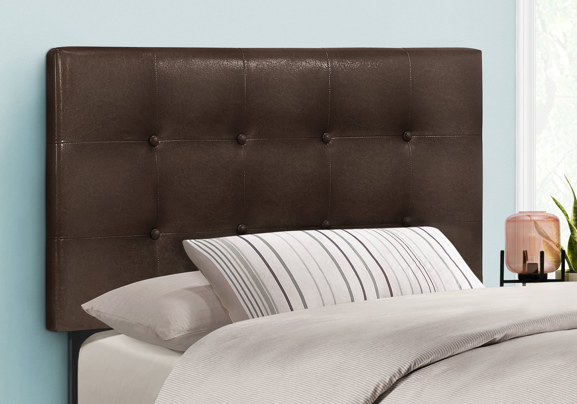 bed twin size brown leather look headboard only i6000t