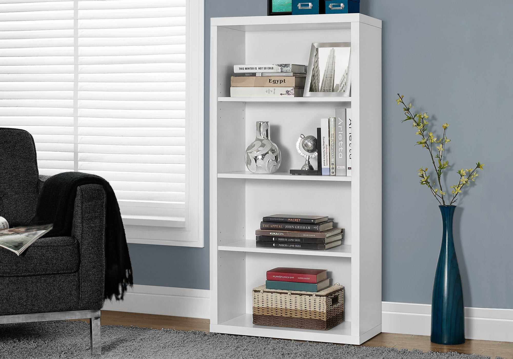 bookcase 48h white with adjustable shelves i7059