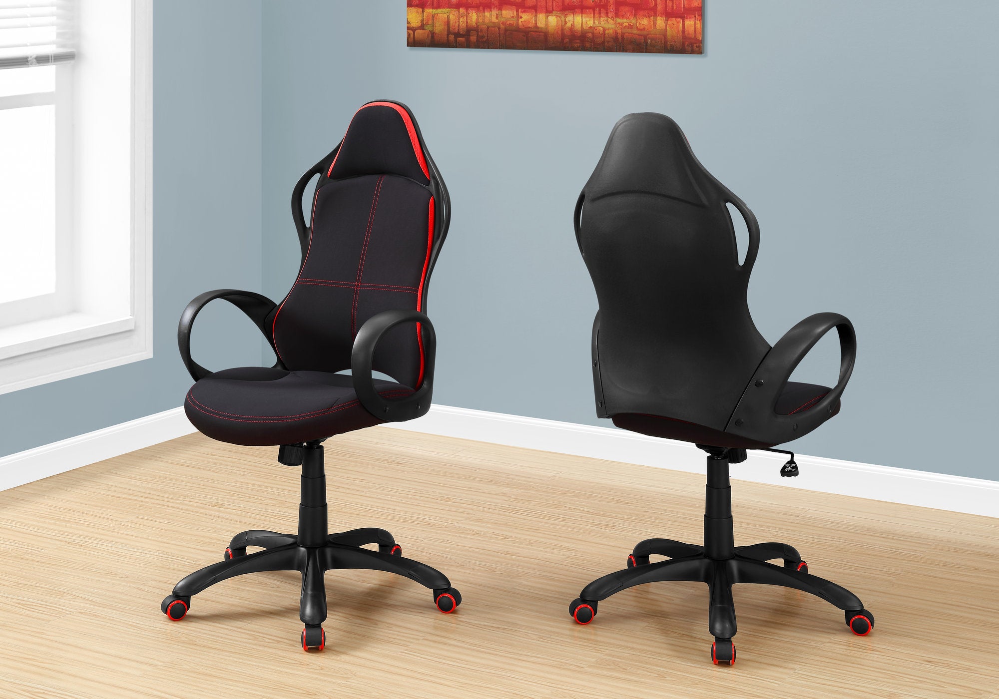 office chair black red fabric multi position i7259