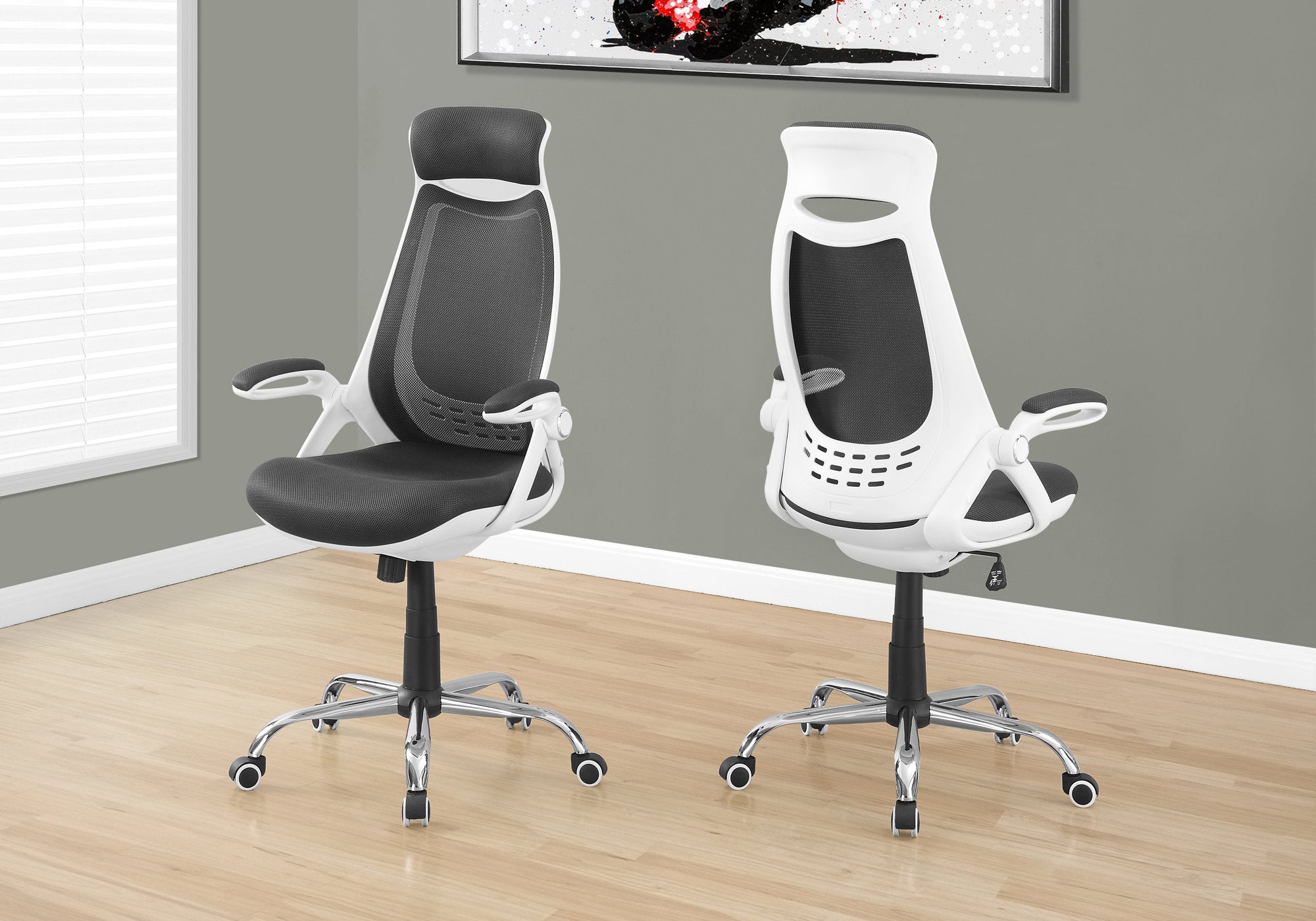 office chair white grey mesh chrome high back exec i7269