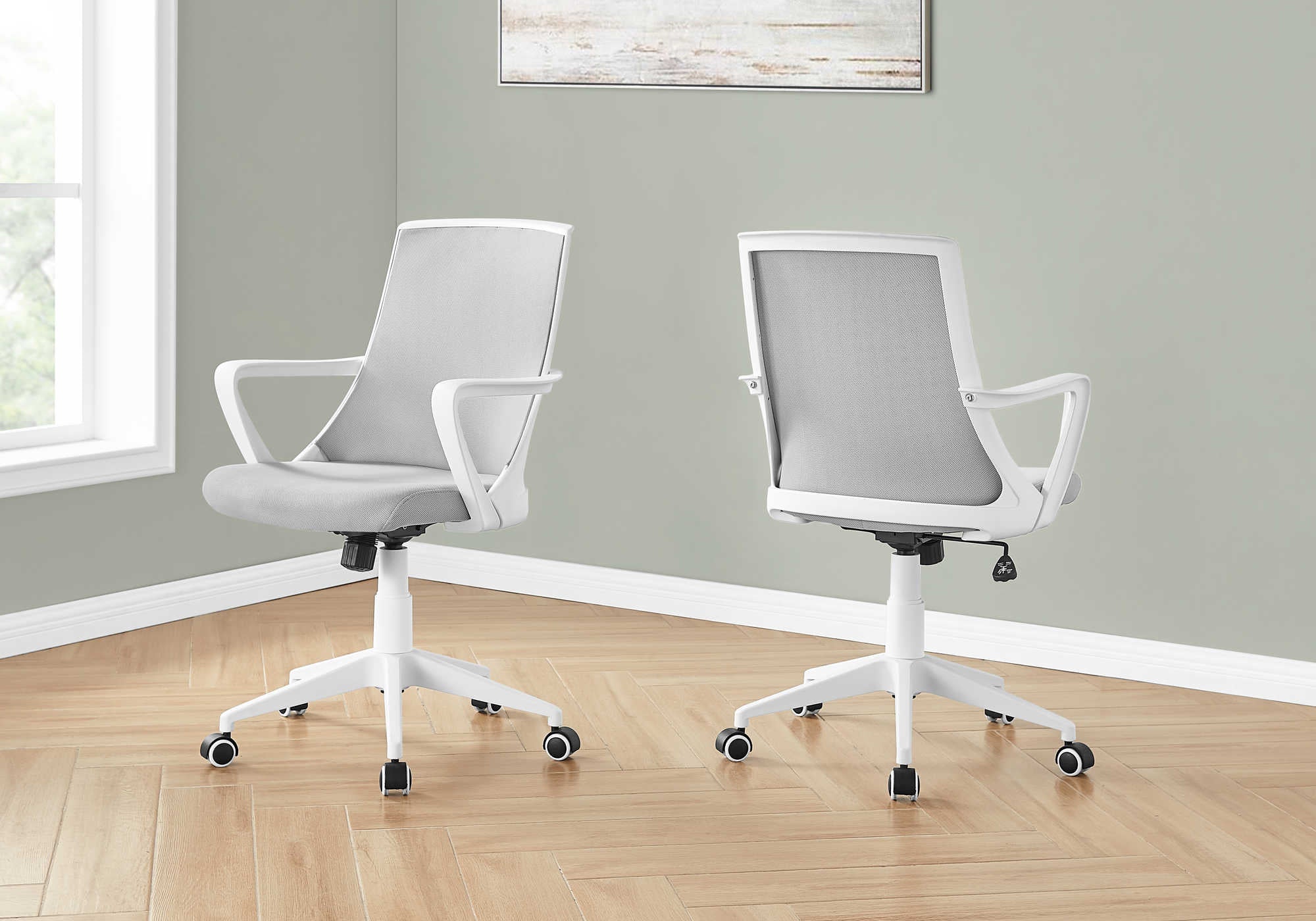 OFFICE CHAIR - WHITE  GREY MESH  MULTI POSITION