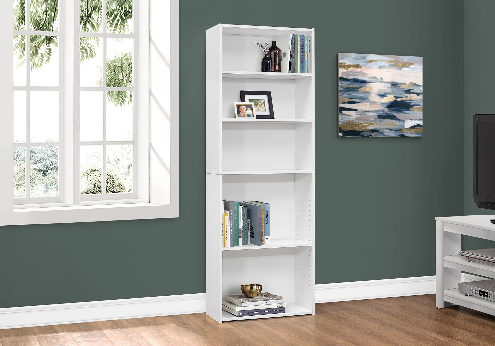 bookcase 72h white with 5 shelves i7470