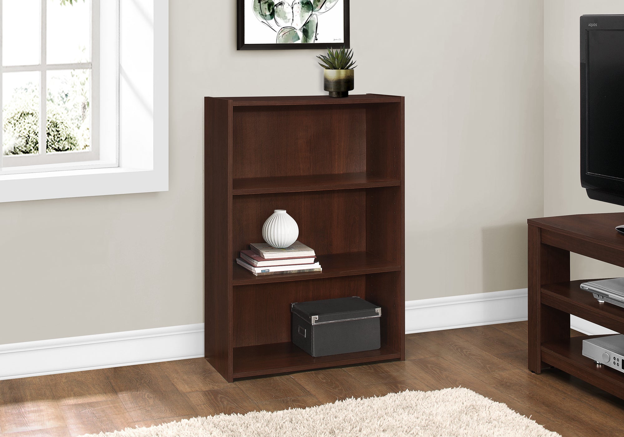 bookcase 36h cherry with 3 shelves i7475