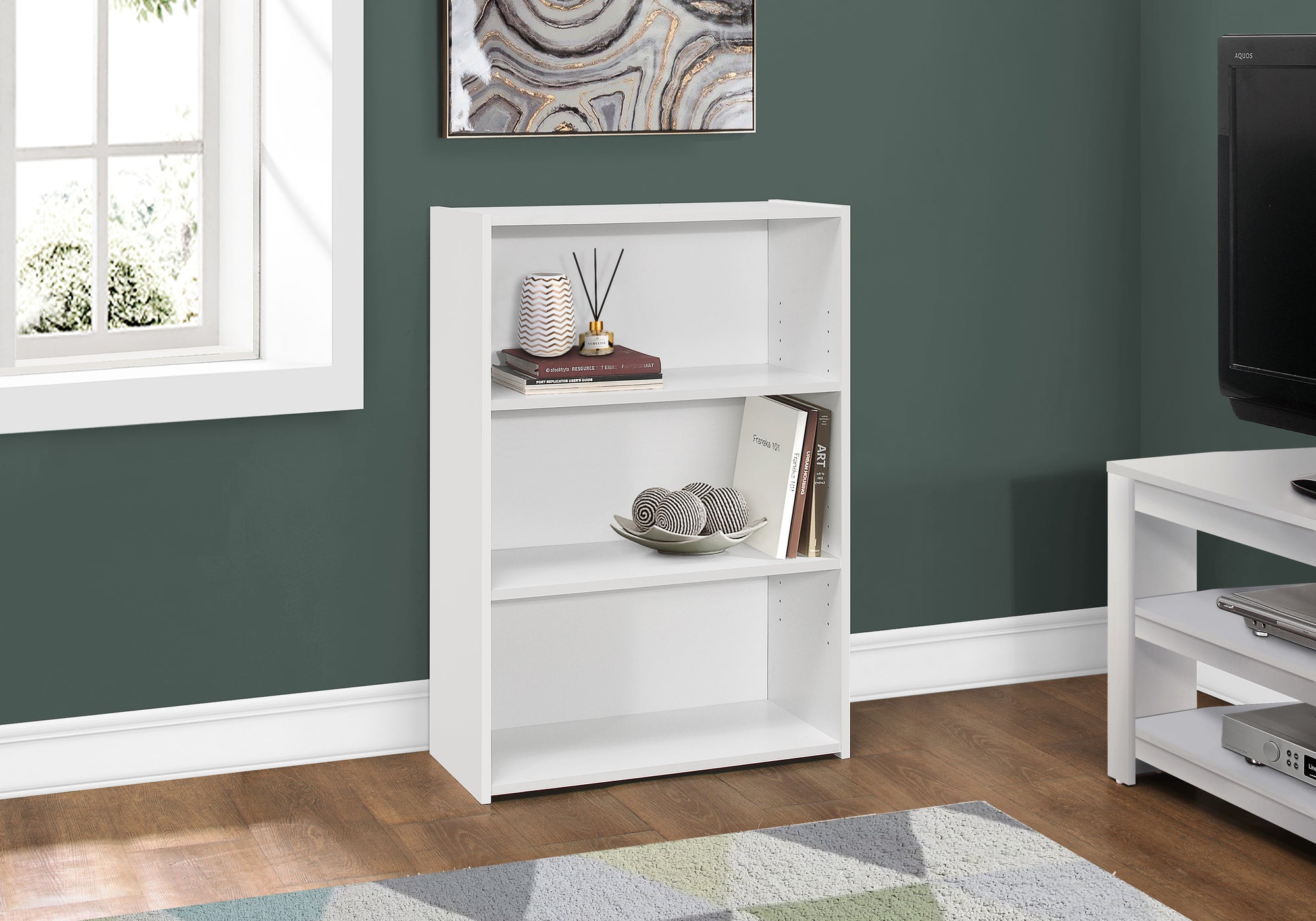 bookcase 36h white with 3 shelves i7479