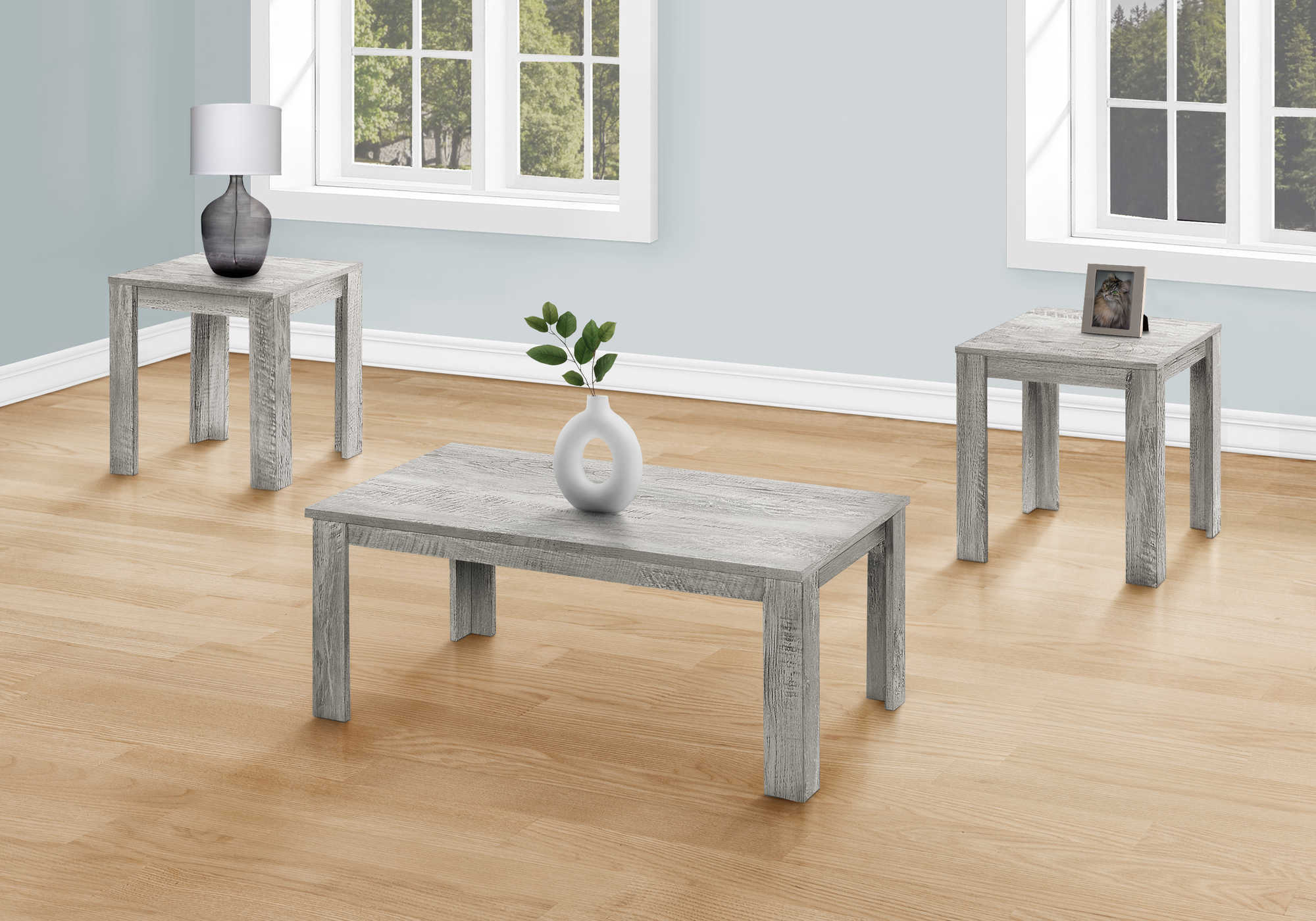 TABLE SET - 3PCS SET  INDUSTRIAL GREY