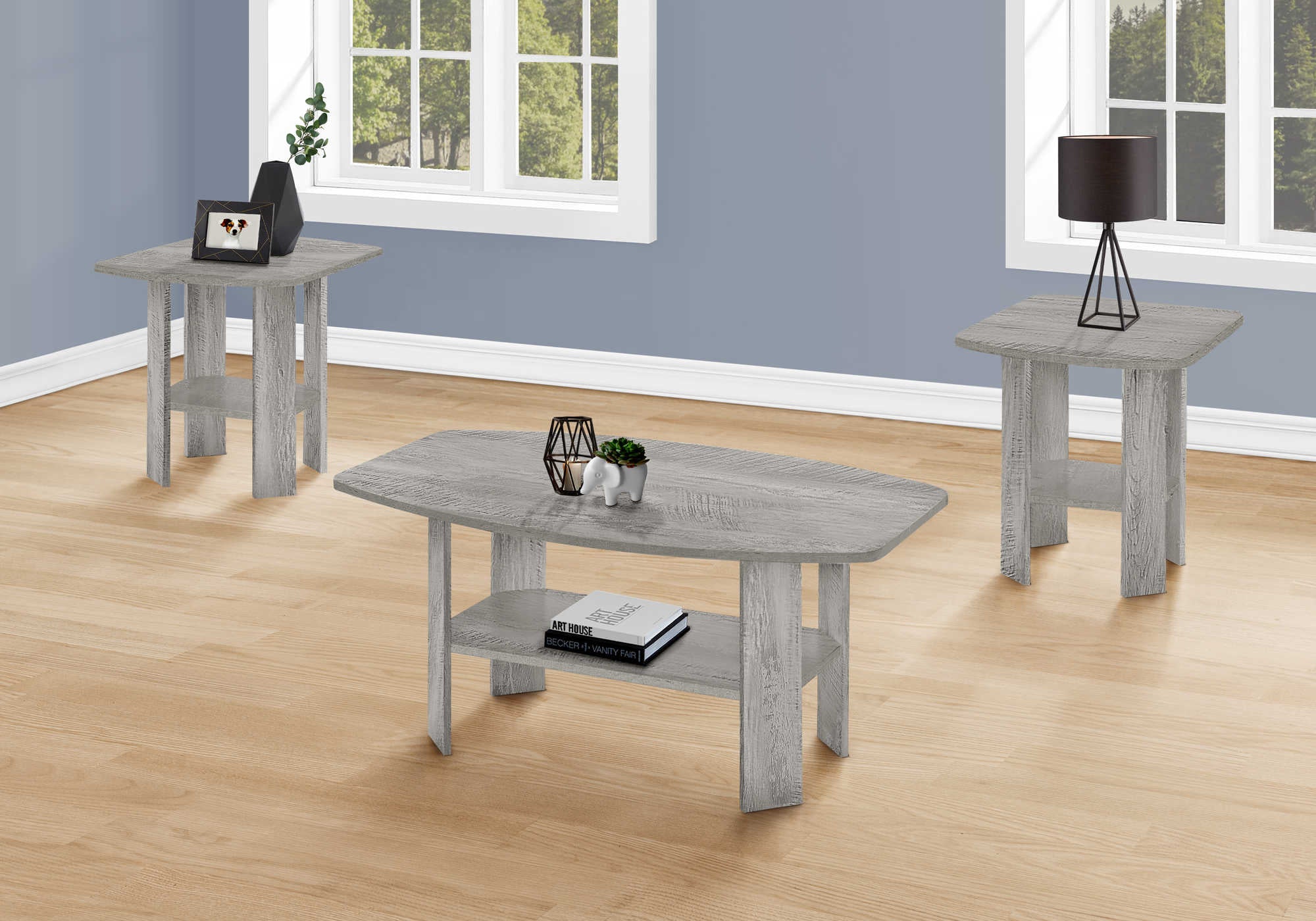 TABLE SET - 3PCS SET  INDUSTRIAL GREY