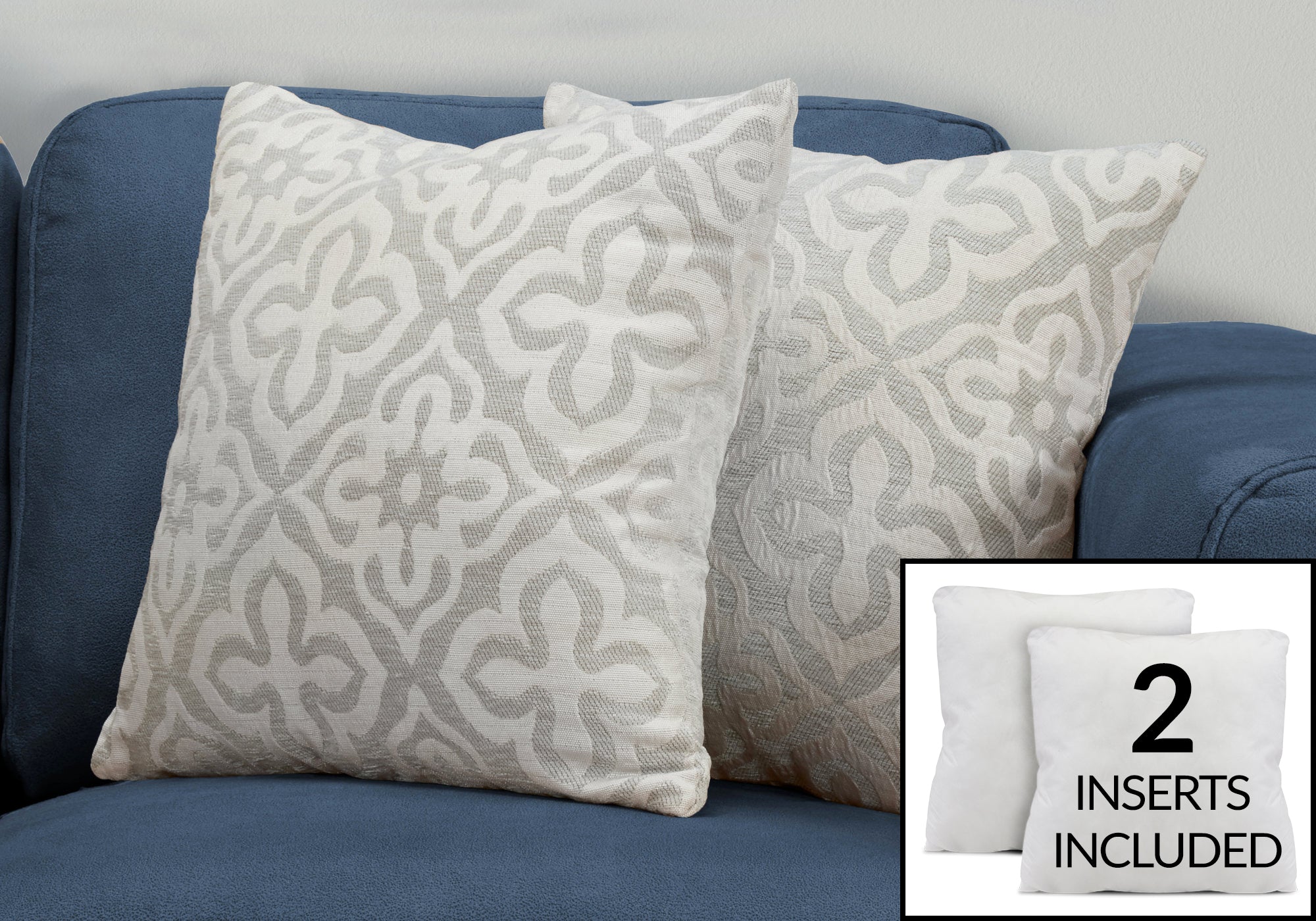 pillow 18x 18 light grey motif design 2pcs i9215