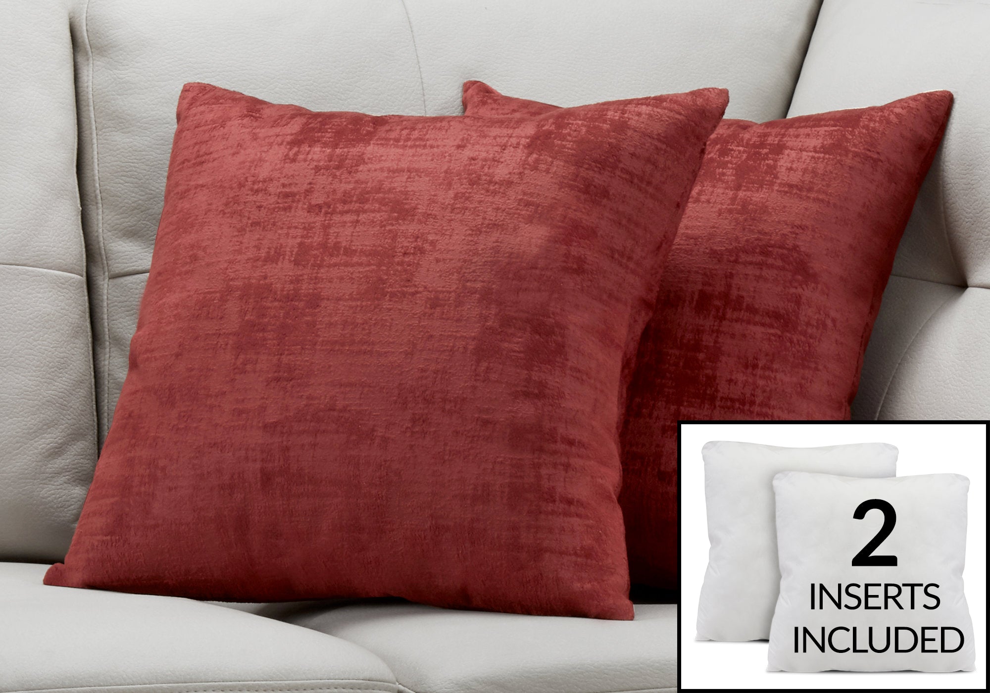 pillow 18x 18 red brushed velvet 2pcs i9243