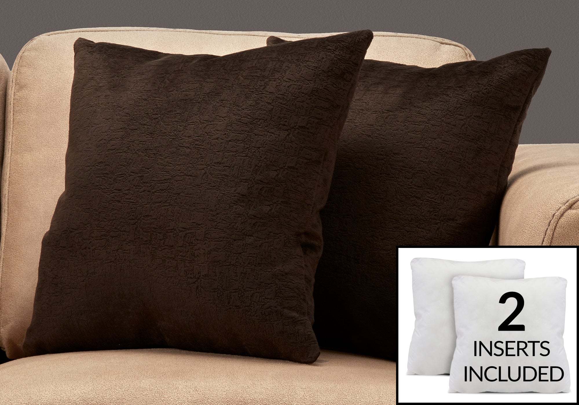 pillow 18x 18 dark brown mosaic velvet 2pcs i9285