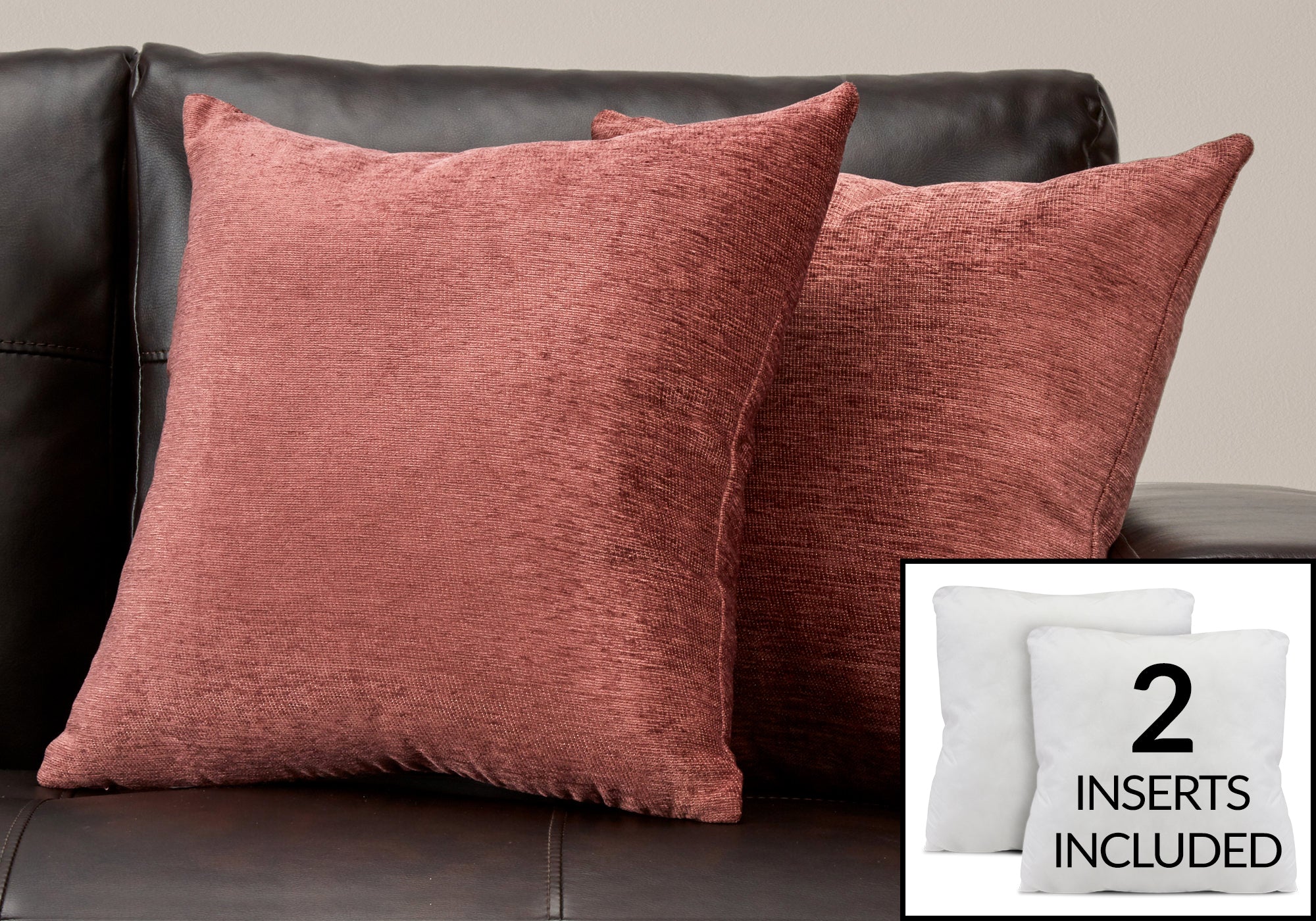 pillow 18x 18 solid dusty rose 2pcs i9301