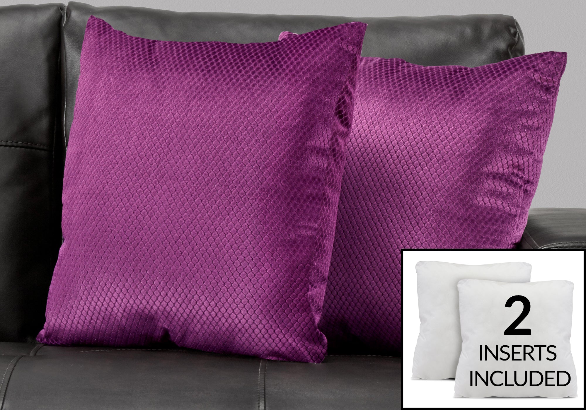 pillow 18x 18 purple diamond velvet 2pcs i9303