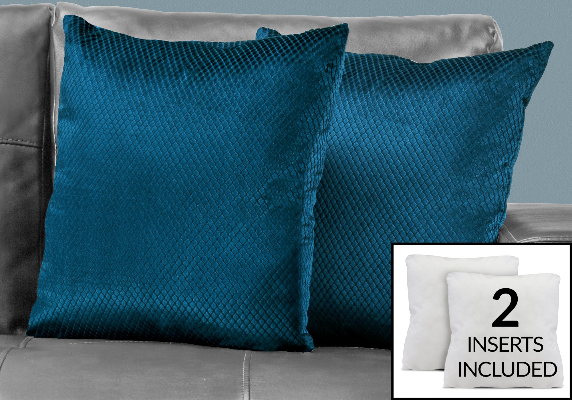 pillow 18x 18 steel blue diamond velvet 2pcs i9309