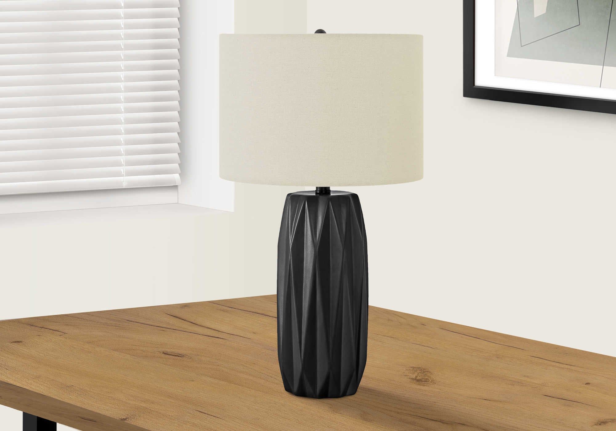 Image of lighting - 25h table lamp black ceramic  ivory shade i 9620.