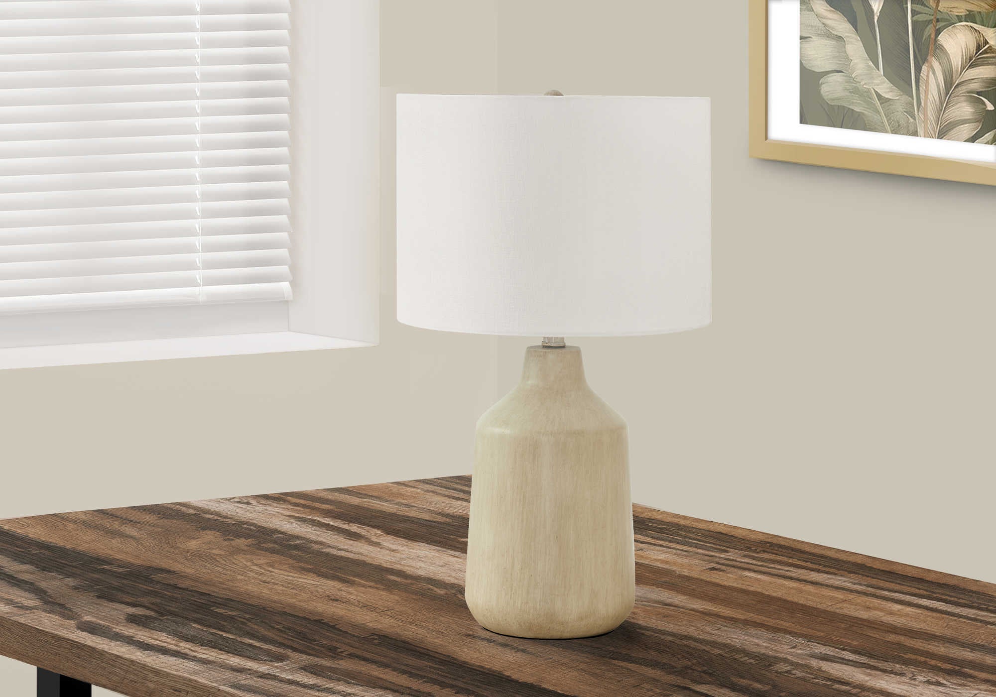 LIGHTING - 24H TABLE LAMP BEIGE CONCRETE  IVORY SHADE